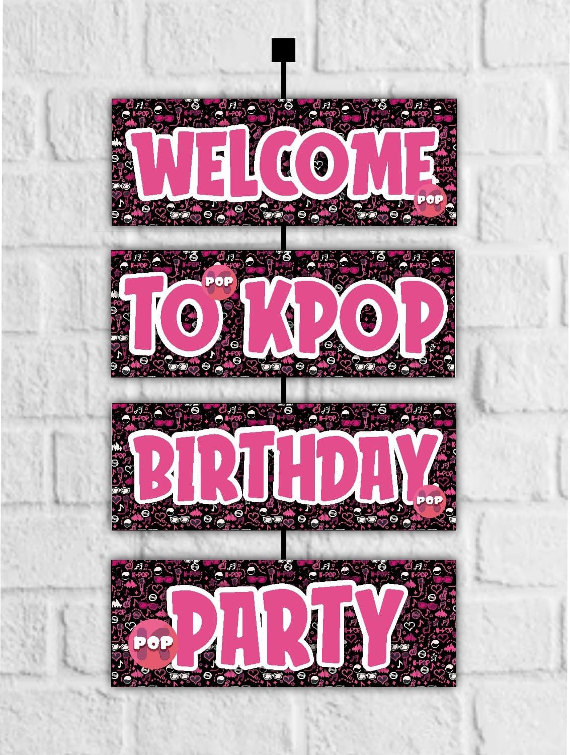 Balloonistics K-Pop Theme Birthday Welcome Board - 2.3 Feet Large Music Video Inspired Cardstock Hanging Sign - Outdoor & Indoor Entryway Decor with Ribbons for Teens, Fans & Idol-Style Parties (Welcome Outdoor Board) thumbnail 1