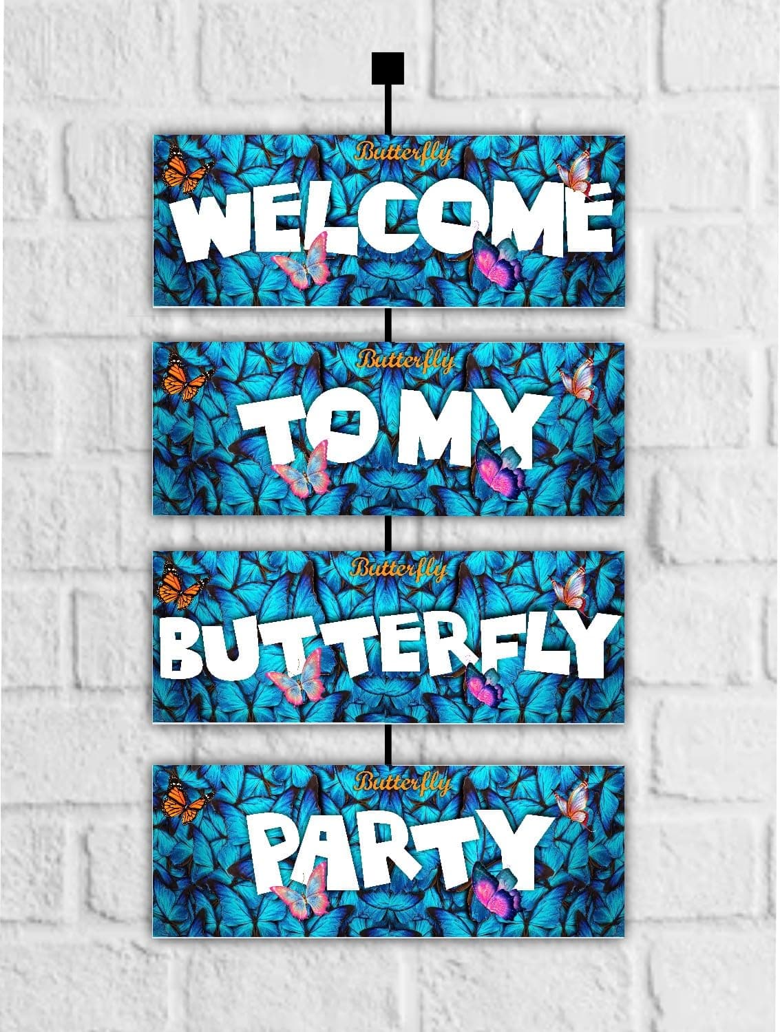 Balloonistics Butterfly Theme Birthday Welcome Board - 2.3 Feet Large Cardstock Entrance Sign for Outdoor & Indoor - Elegant Pink, Gold & Purple Enchanted Garden Party Decor (Welcome Outdoor Board) thumbnail 1