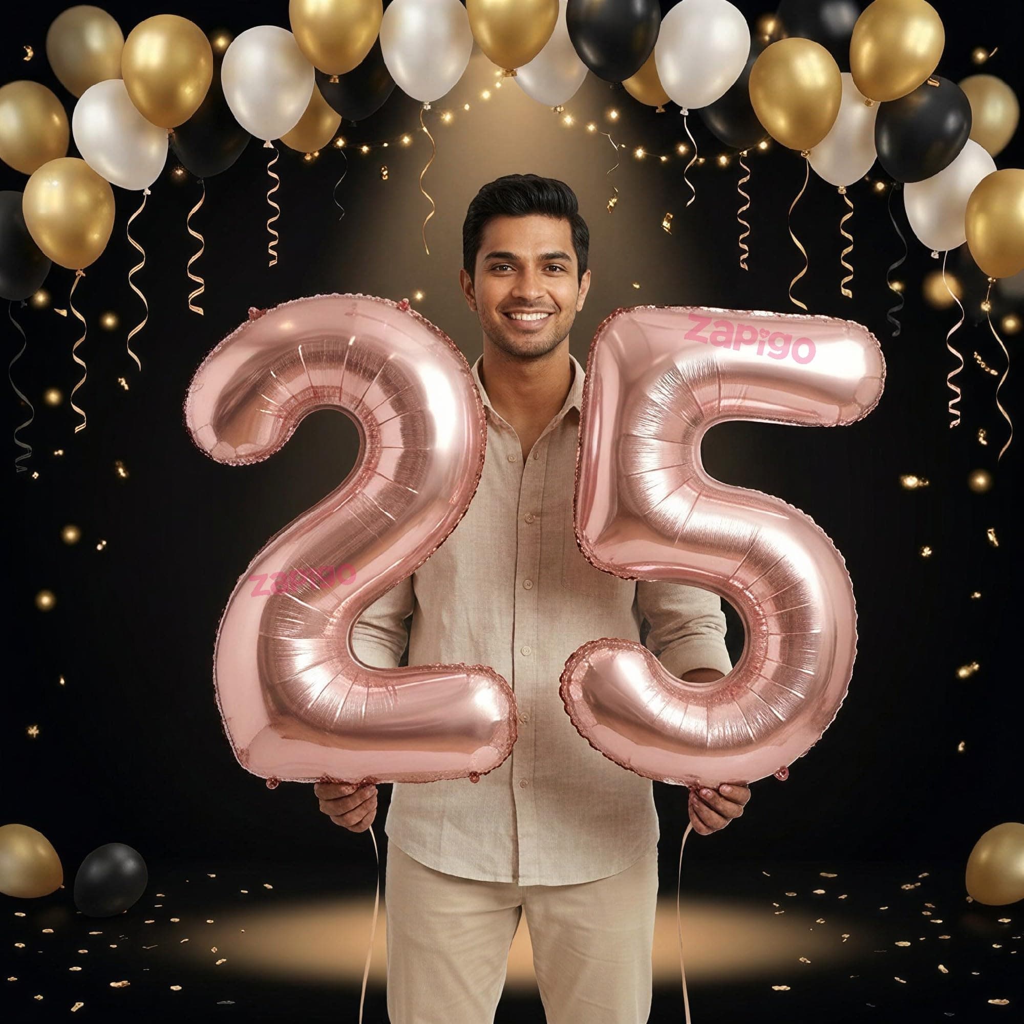 Balloonistics Rose Gold 40-Inch Foil Number 25 Balloon - Helium or Air Fill for 25th Birthday, Silver Jubilee Anniversary, Party Decoration, Photo Booth Backdrop thumbnail 1