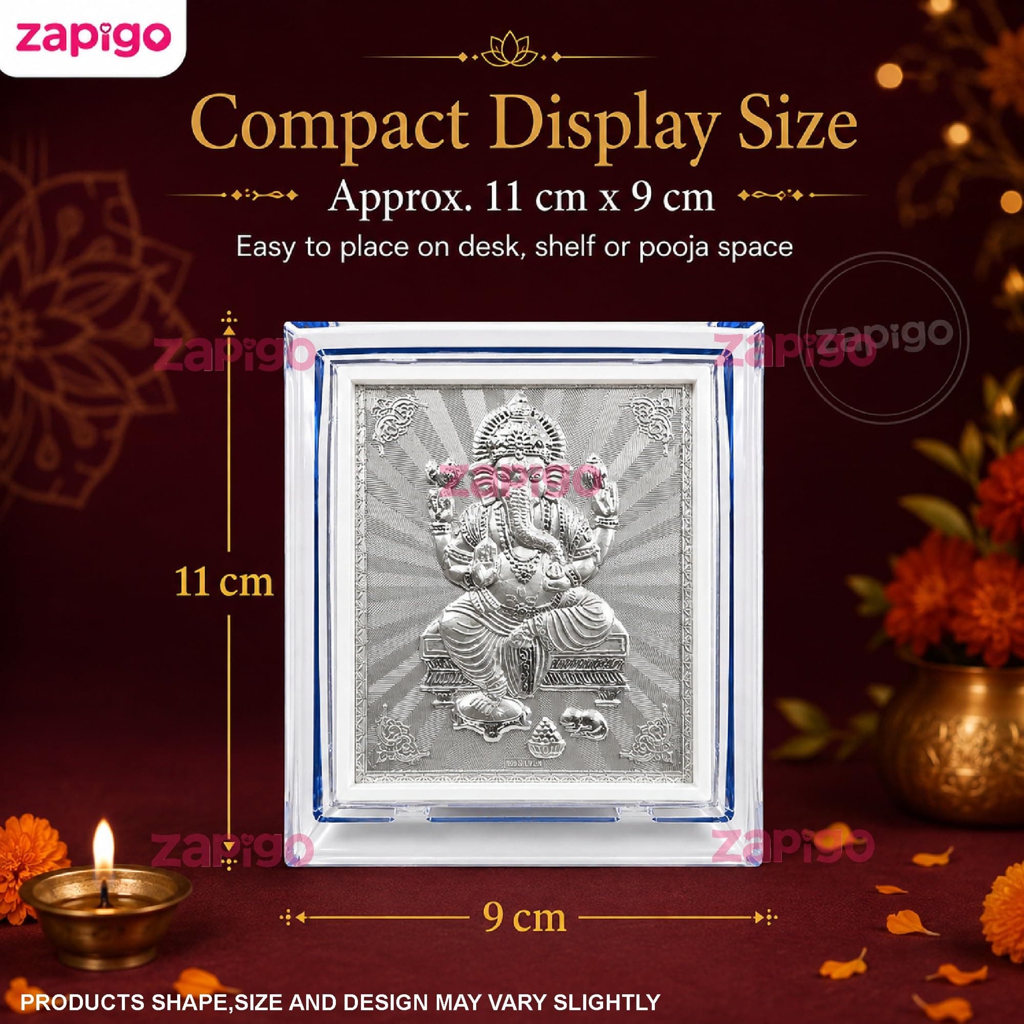 Habba Ganesha Frame Pooja Return Gift Combo for Women, Silver-Finish Acrylic with Stand, Traditional Haldi Kumkum Tambulam Hamper for Ganesh Chaturthi, Weddings, Gruhapravesam, Seemantham, Pack of 5 thumbnail 2