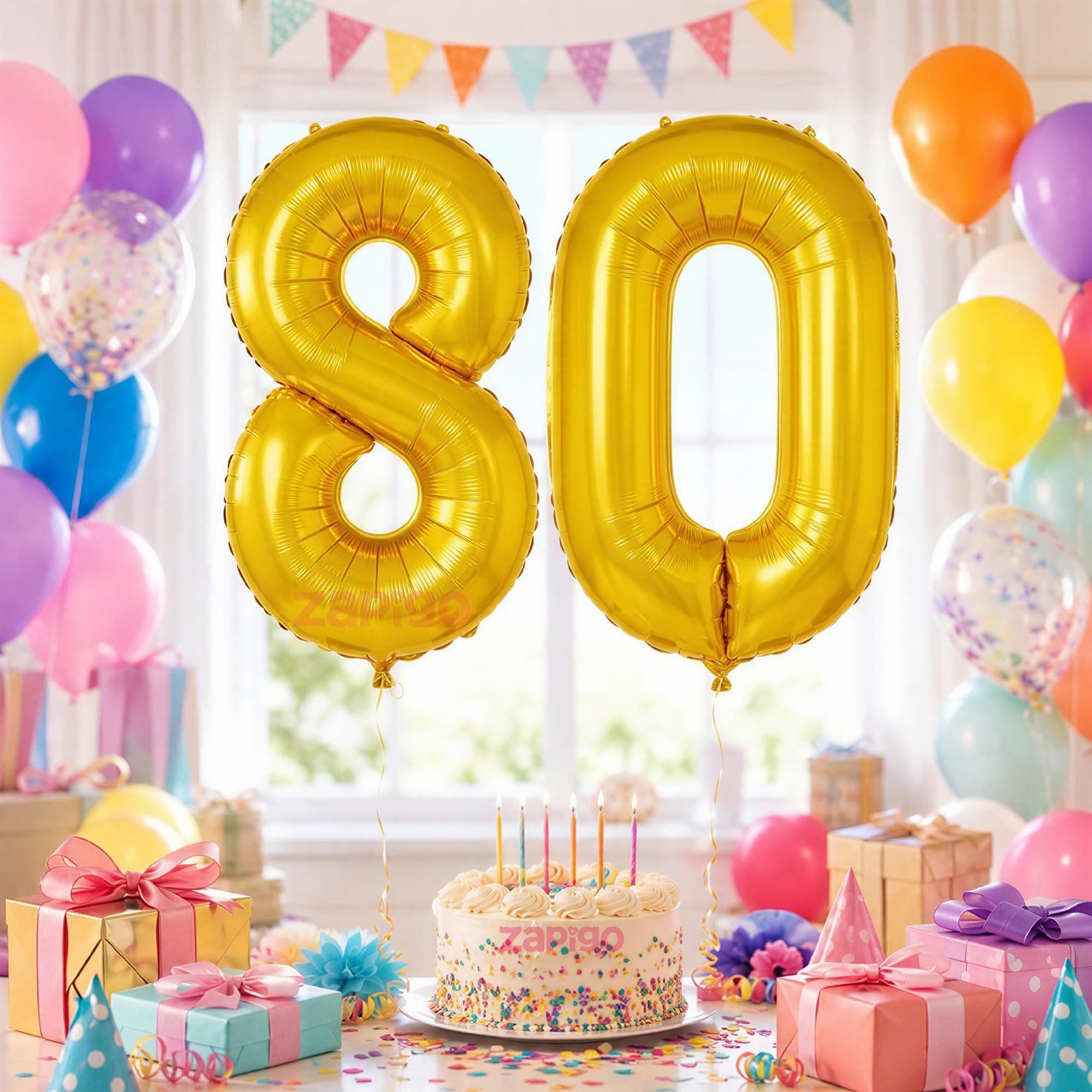 Balloonistics Gold Foil Number 80 Balloon – 16 Inch Golden Foil Number for Custom Age, Year & Phrase Party Decoration (Number 80) thumbnail 1