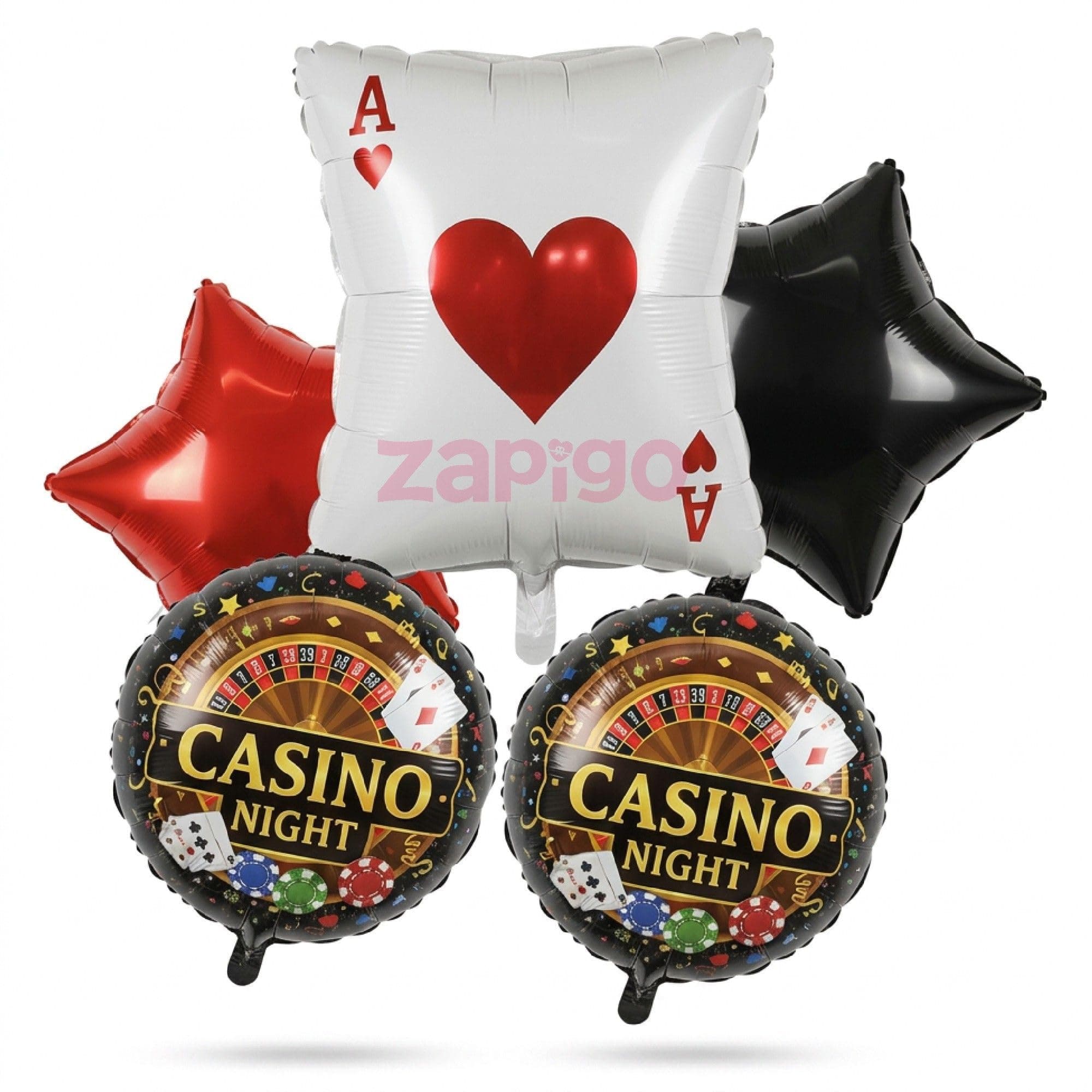 Balloonistics Casino Ace Cards Theme Happy Birthday Balloon Bouquet Pack Of 5 thumbnail 1