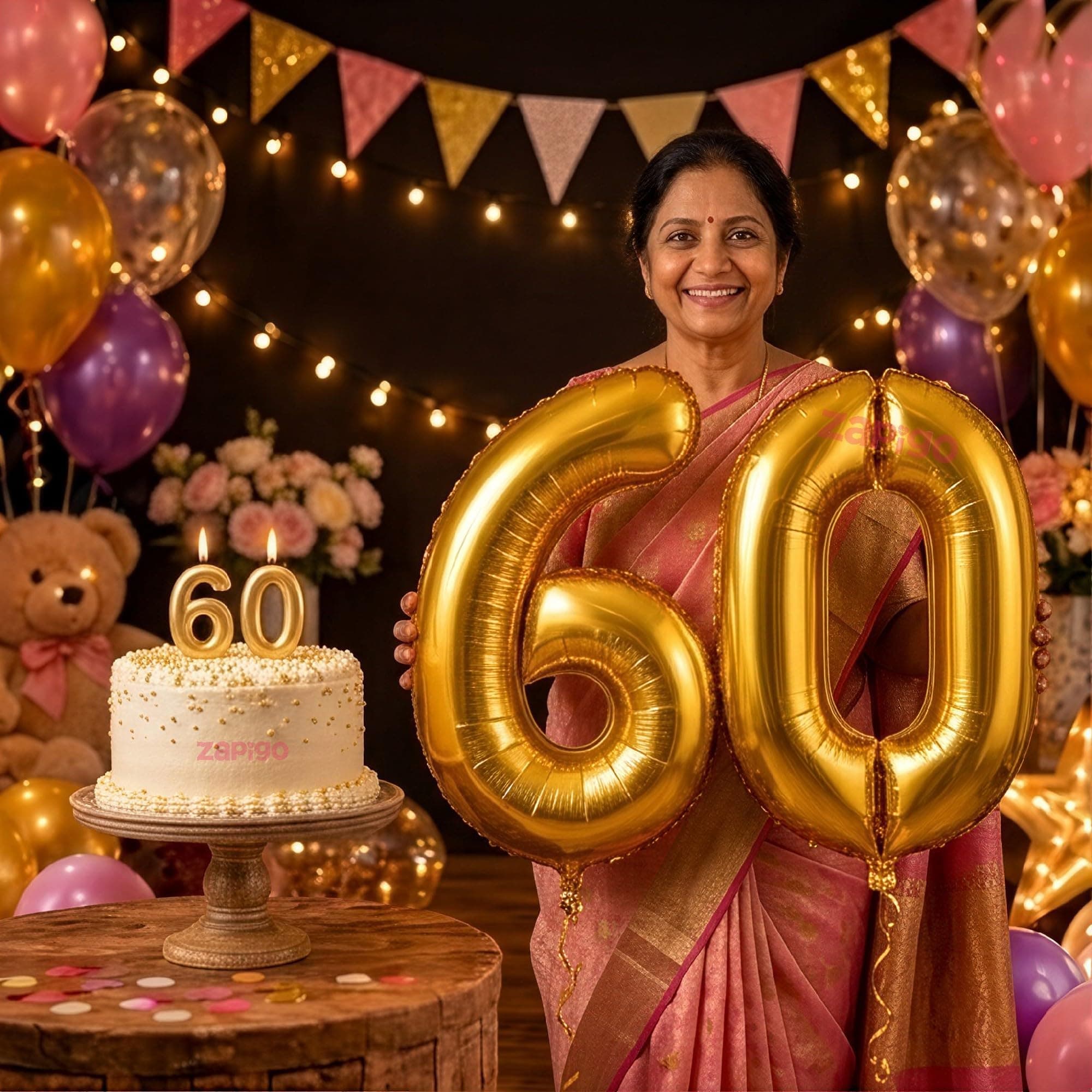 Balloonistics Gold 40-Inch Foil Number 60 Balloon with Matching Number Candle - Combo Set for 60th Birthday, Anniversary, Party Decoration, Photo Booth Backdrop thumbnail 1