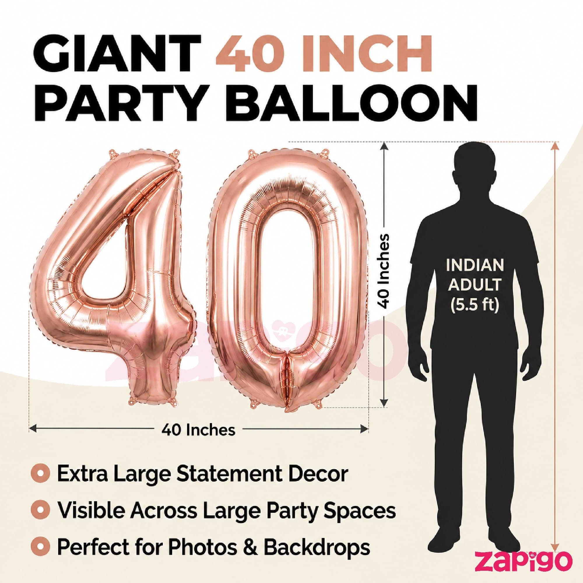 Balloonistics Rose Gold 40-Inch Foil Number 3 Balloon with Matching LED Marquee Light - Combo Set for 3rd Birthday, Anniversary, Party Decoration, Photo Booth Backdrop, Cake Table Decor thumbnail 5