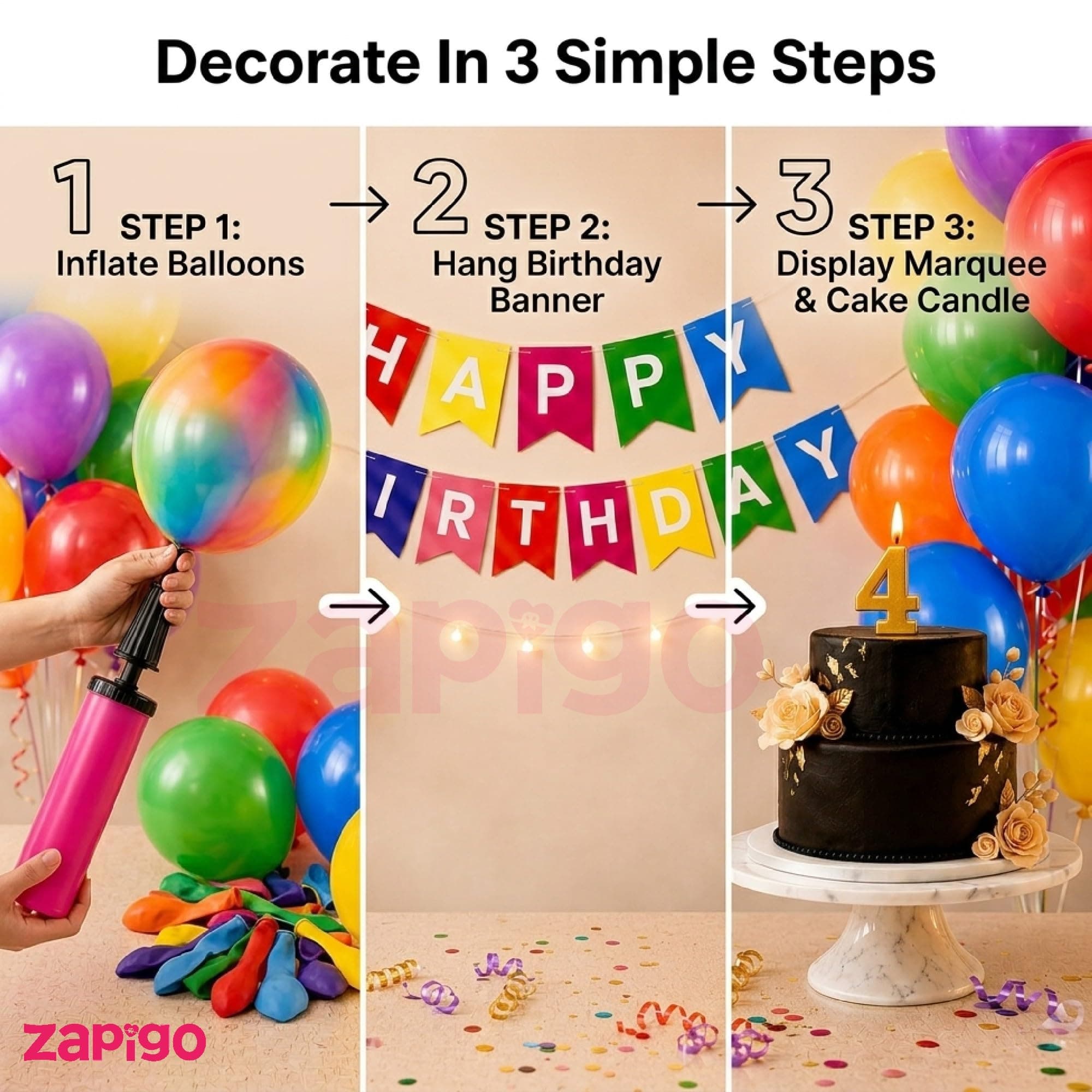 Balloonistics 55-Piece 4th Birthday Decoration Kit – Number 4 Foil Balloon, Happy Birthday Banner, Latex Balloons & Arch Tools for Party Room Decor, Balloon Garland, Photo Booth Backdrop thumbnail 5
