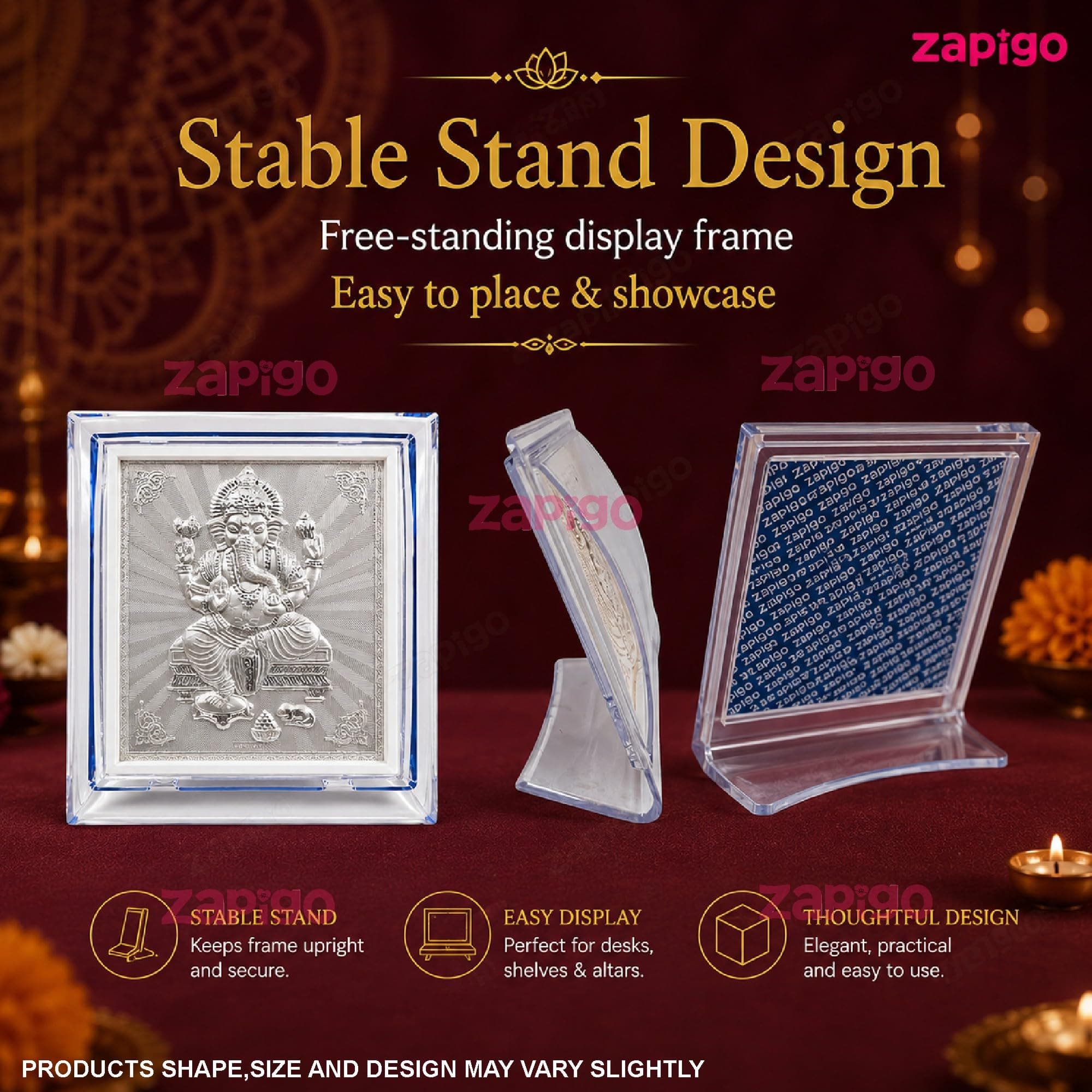 Habba Ganesha Frame Pooja Return Gift Combo for Women, Silver-Finish Acrylic with Stand, Traditional Haldi Kumkum Tambulam Hamper for Ganesh Chaturthi, Weddings, Gruhapravesam, Seemantham, Pack of 5 thumbnail 5