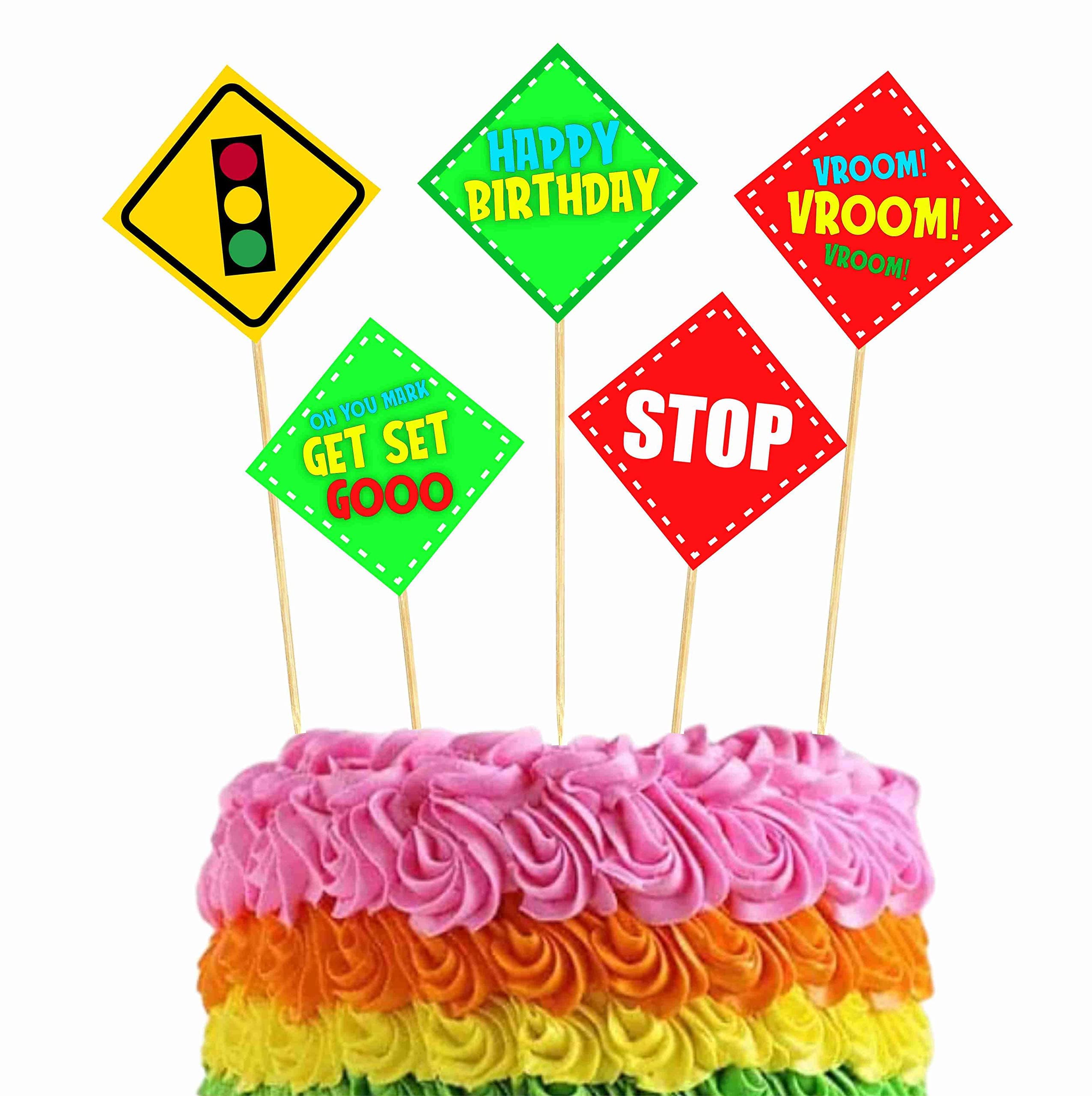 Balloonistics Transport Theme Cake Topper with Bamboo Sticks Premium Cardstock Cake Decorations Birthday Party Supplies for Kids (Cake Topper - Pack of 10) thumbnail 1