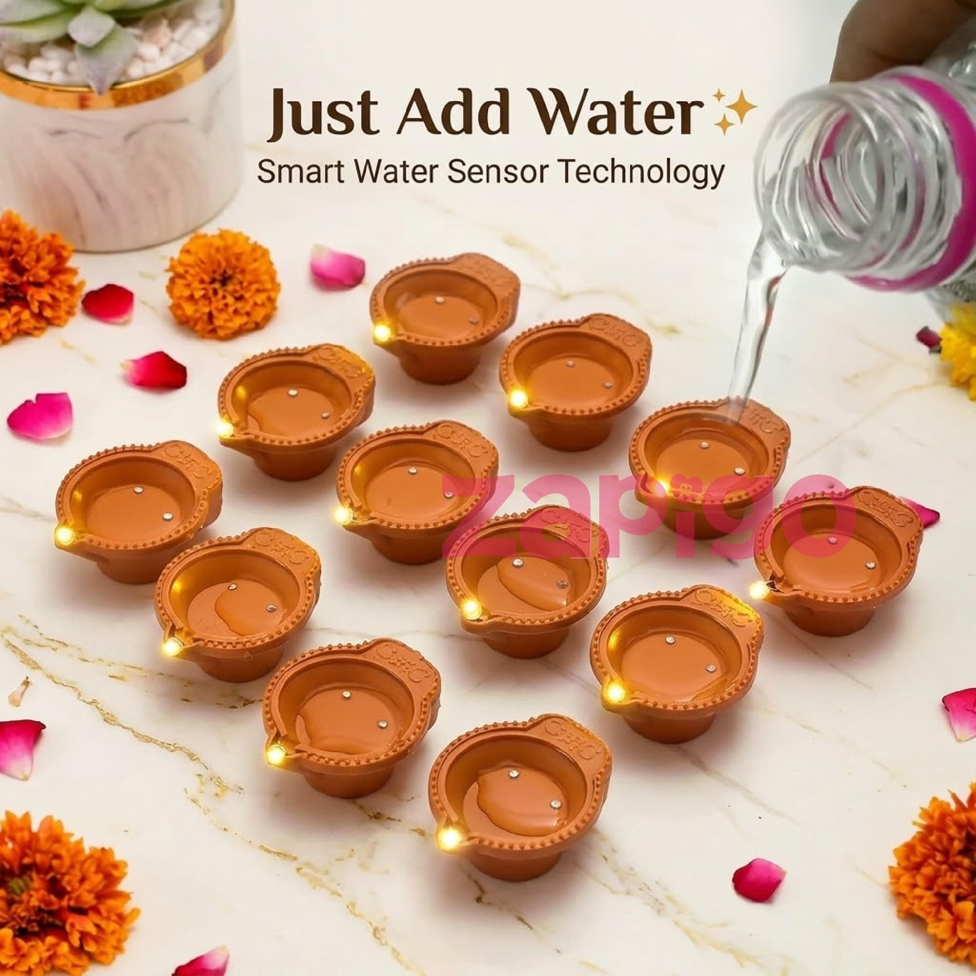 Habba Diwali LED Diya Lights (Water LED Diya Pack of 12) thumbnail 2