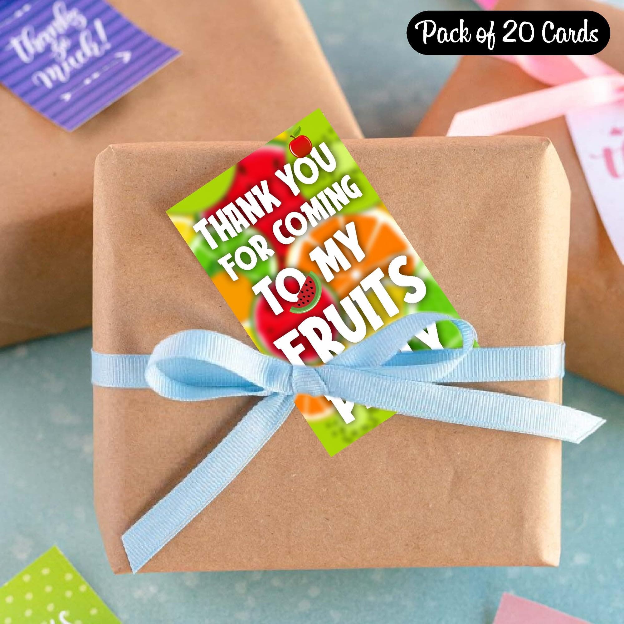 Balloonistics Fruit Theme Thank You Cards - Sweet "Tutti Frutti" Birthday Note Cards for Return Gifts & Party Favors - Premium Cardstock Stationery with Writeable Back - Summer Berry & Citrus Party Supplies (Thank you Cards - Pack of 20) thumbnail 3