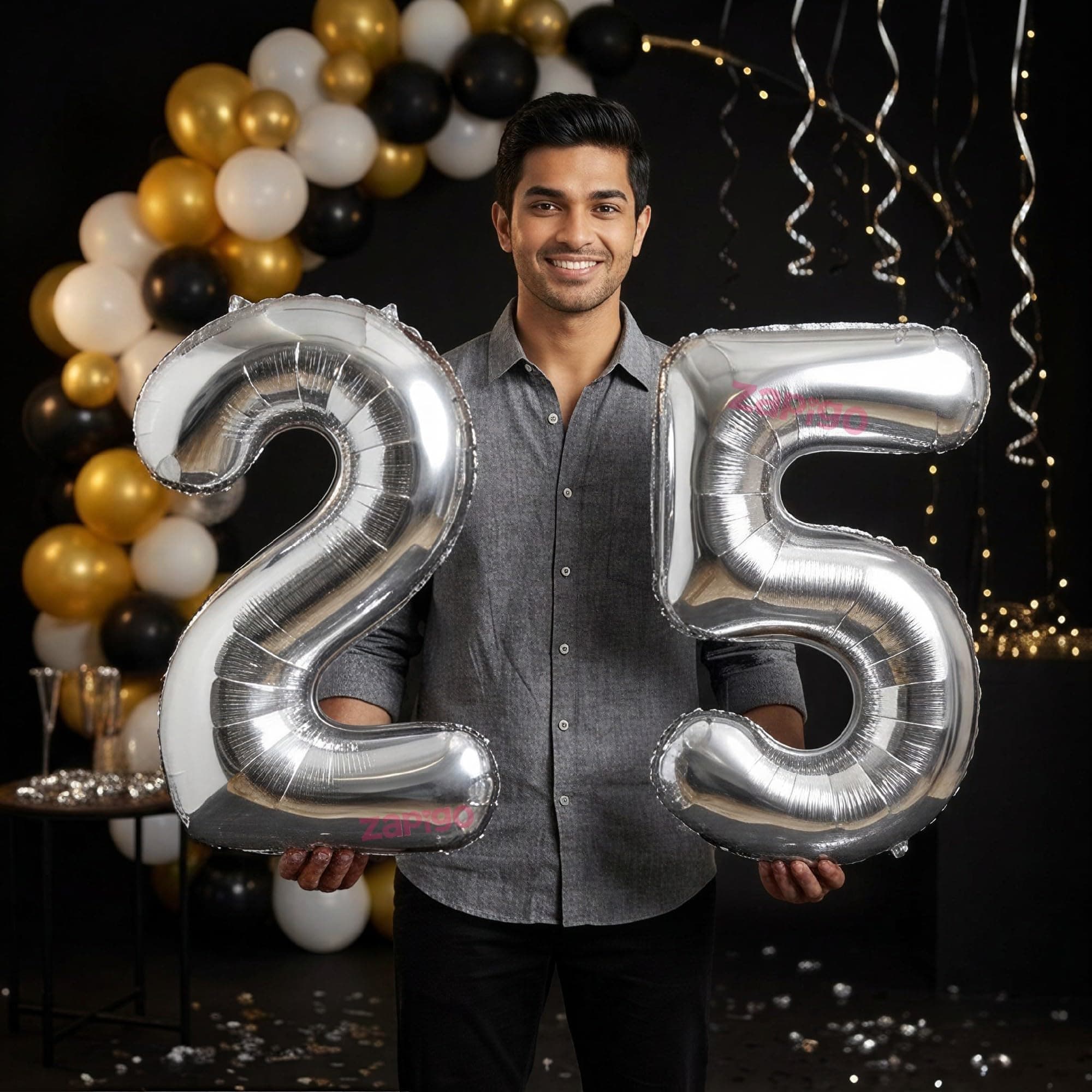 Balloonistics Silver 40-Inch Foil Number 25 Balloon - Helium or Air Fill for 25th Birthday, Anniversary, Party Decoration, Photo Booth Backdrop, Cake Table Decor thumbnail 1