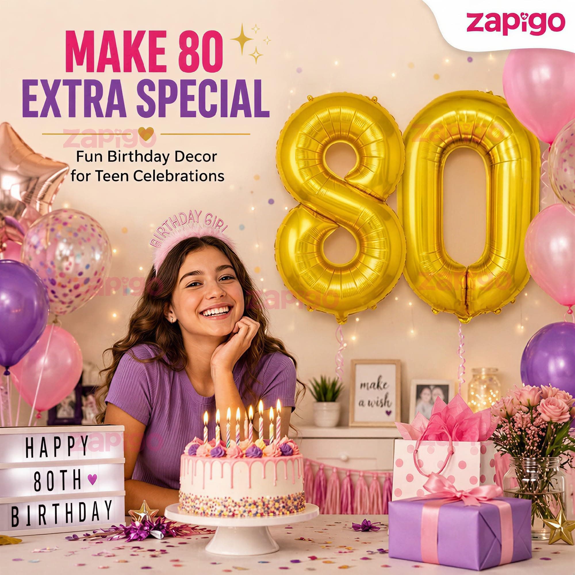Balloonistics Gold Foil Number 80 Balloon – 16 Inch Golden Foil Number for Custom Age, Year & Phrase Party Decoration (Number 80) thumbnail 5