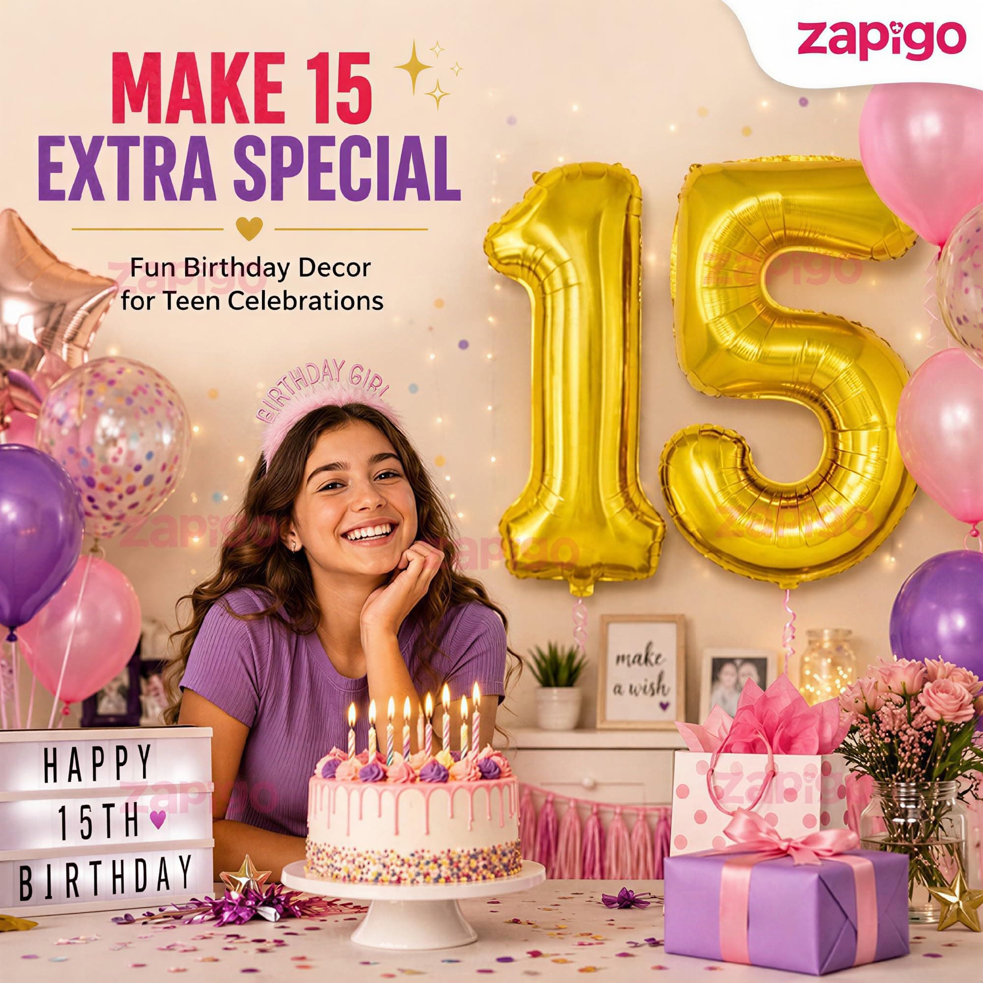 Balloonistics Number 15 Gold Foil Balloon – 17-Inch Metallic '15' Balloon Pack of 2 for 15th Birthday & Teen Milestone Party Decoration thumbnail 5