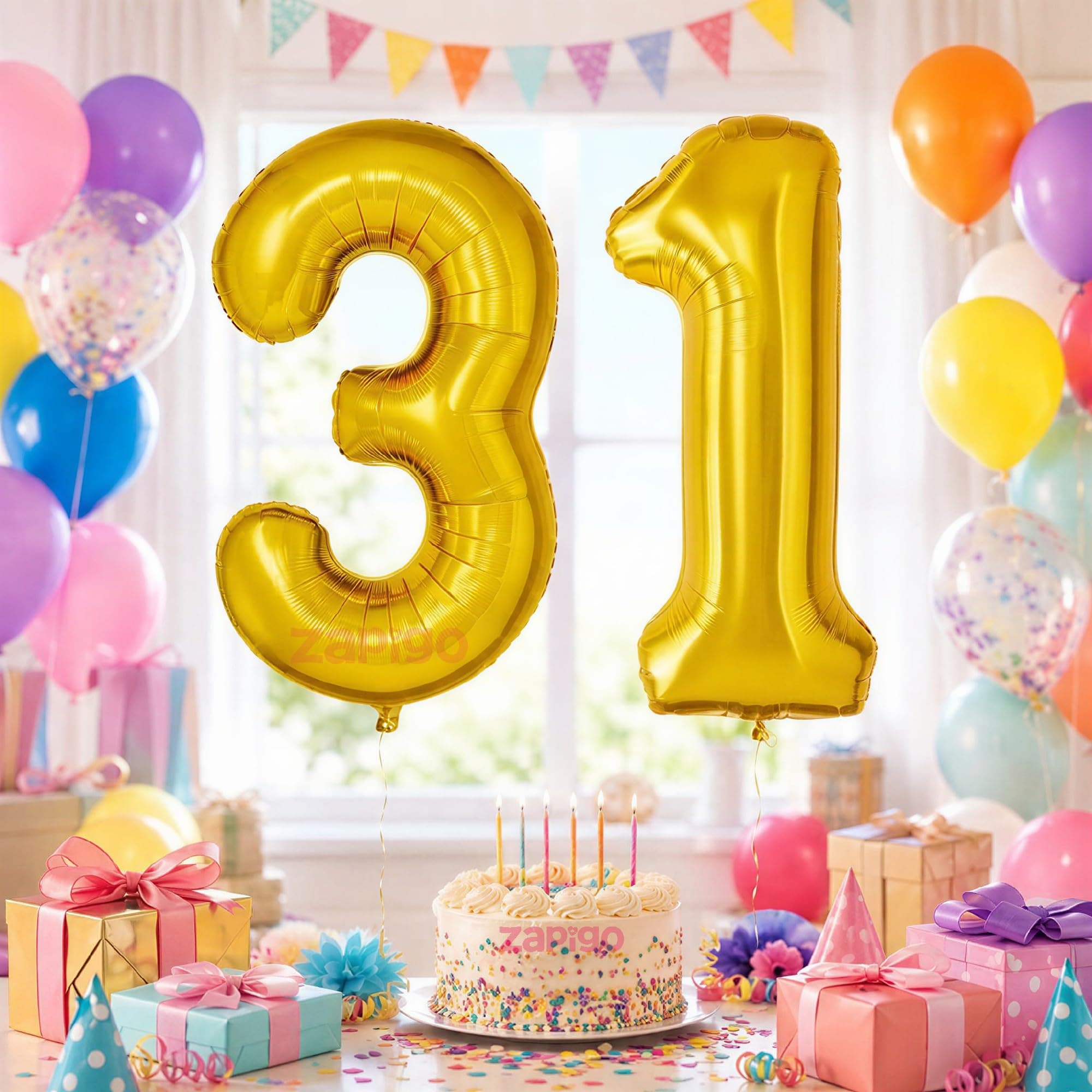 Balloonistics Gold Number 31 Foil Balloon – Large Metallic Gold Number Thirty One Balloon for 31st Birthday, Anniversary & Party Decorations (31) thumbnail 1