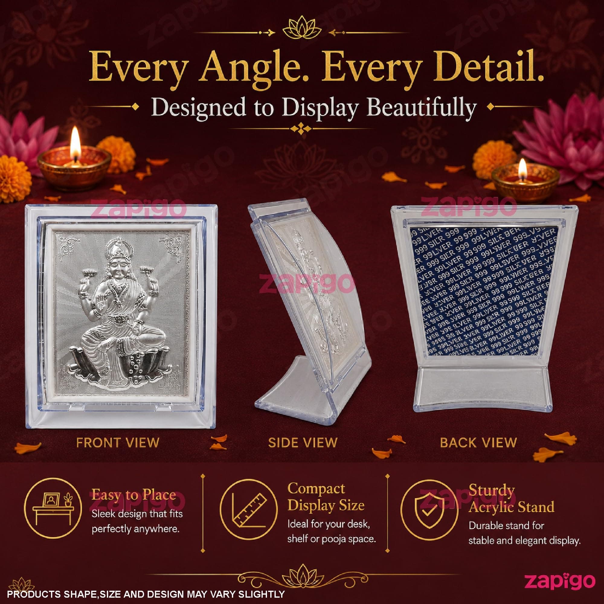 Habba Lakshmi Frame 999 Silver Pooja Return Gift for Women, Traditional Tambulam Gift for Varalakshmi Vratham, Deepavali, Navratri, Weddings, Baby Showers & Festivals, Pack of 5 thumbnail 3