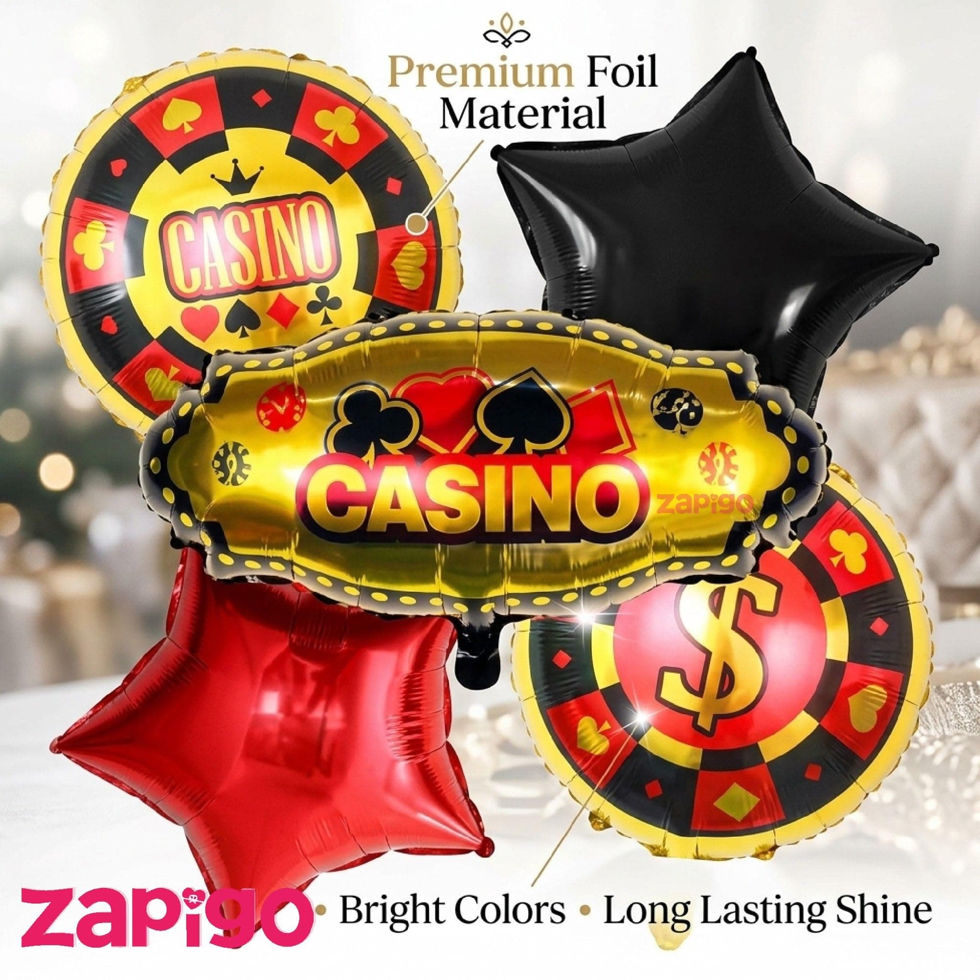 Balloonistics Casino Theme Happy Birthday Balloon Bouquet Pack Of 5 thumbnail 4
