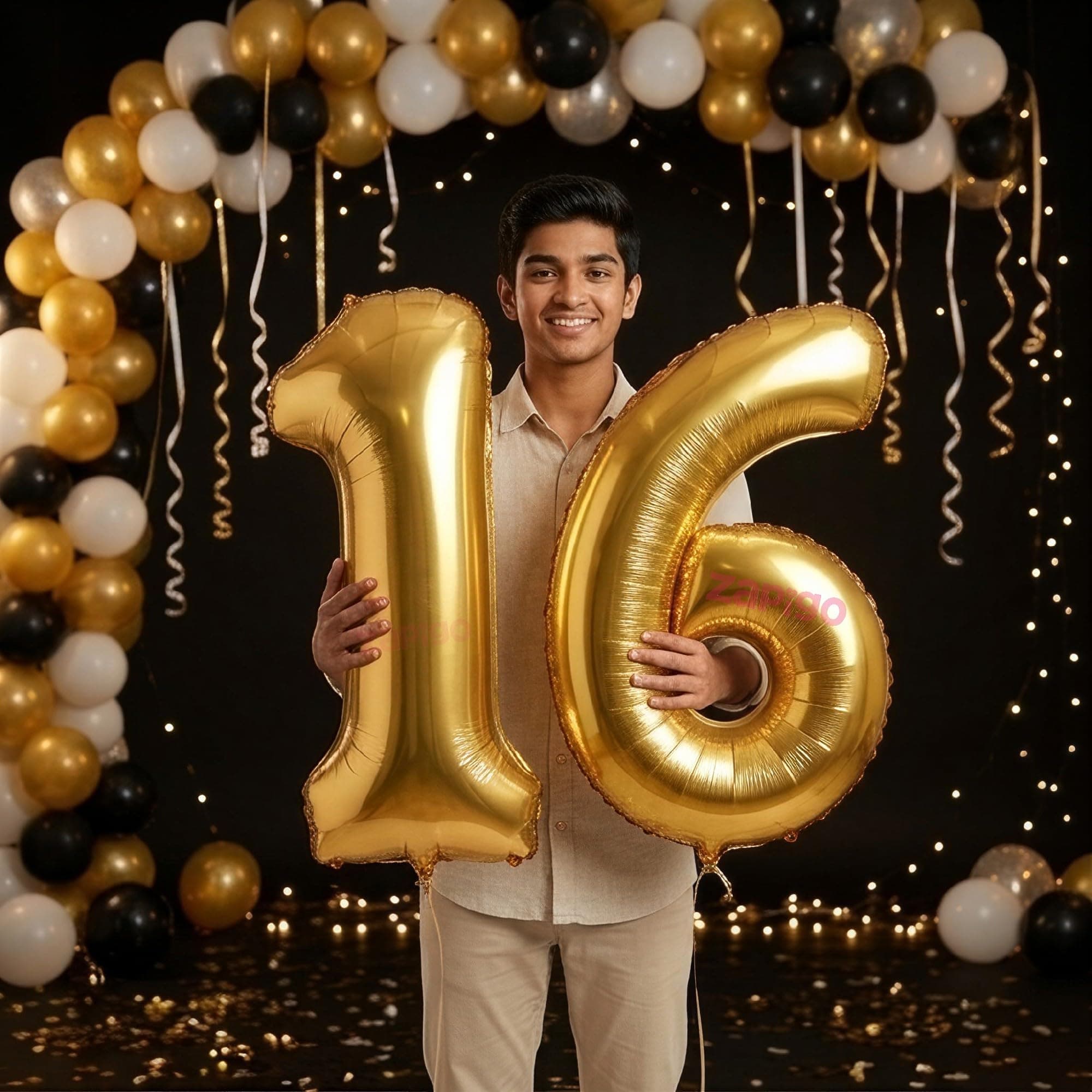 Balloonistics Gold 40-Inch Foil Number 16 Balloon - Helium or Air Fill for 16th Birthday, Anniversary Party Decoration, Photo Booth Backdrop, Cake Table Decor thumbnail 1