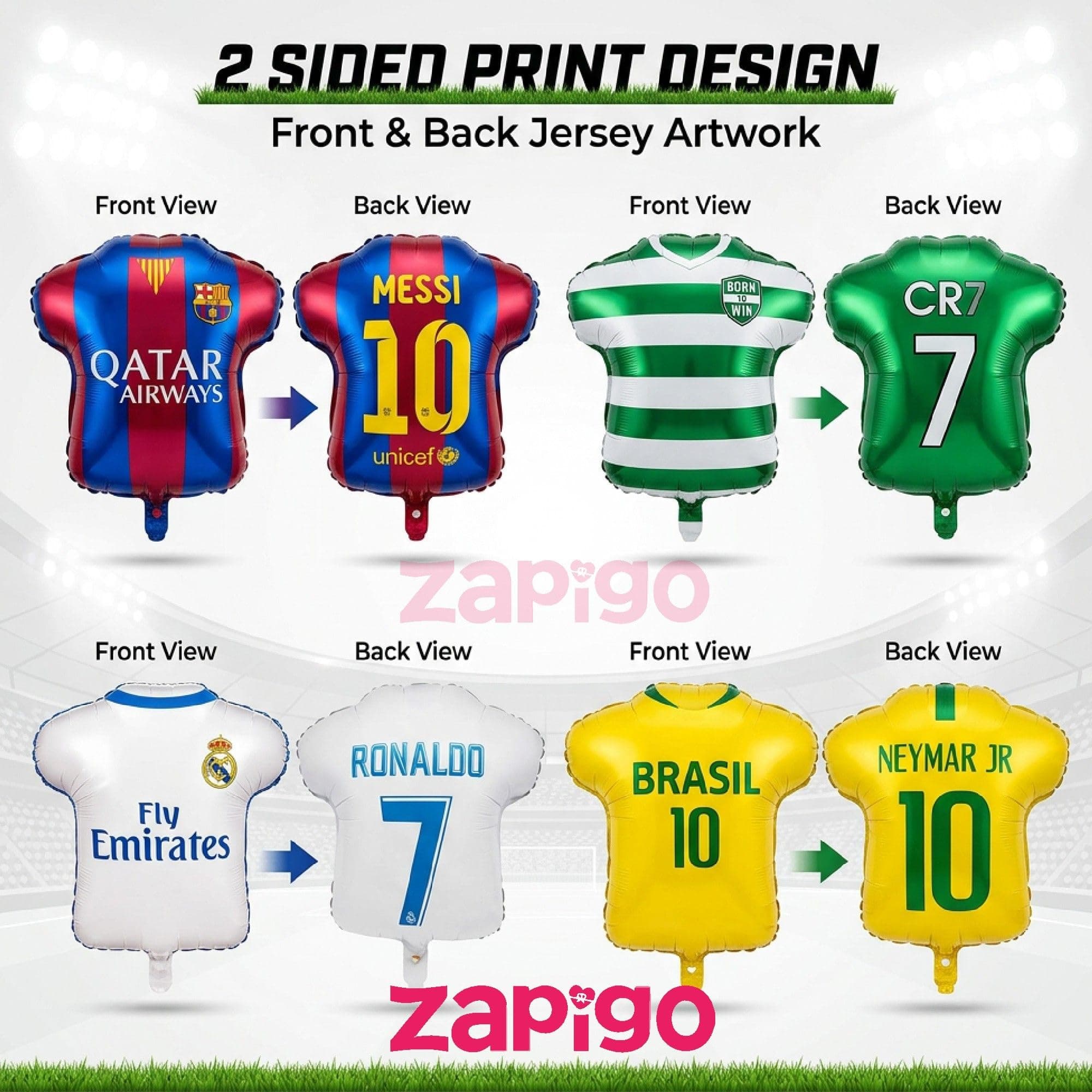 Balloonistics Football Soccor Jersy Theme Happy Birthday Balloon Bouquet Pack Of 5 thumbnail 2