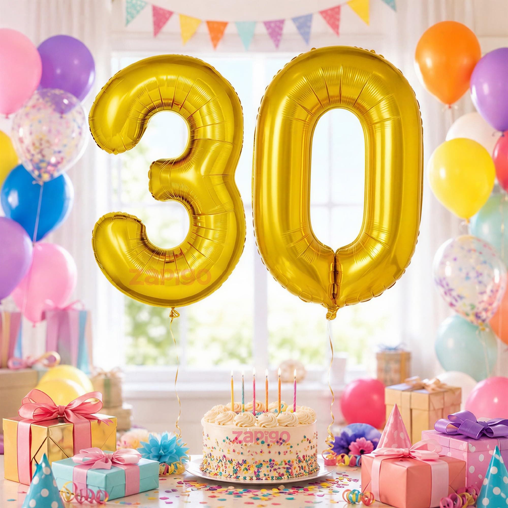 Balloonistics Number 30 Gold Foil Balloon – 17-Inch Metallic '30' Balloon Pack of 2 for 30th Birthday, Dirty Thirty & Milestone Party Decoration thumbnail 1