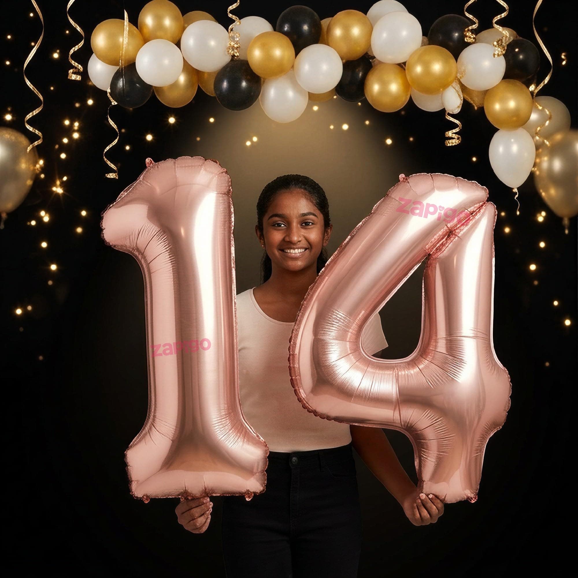 Balloonistics Rose Gold 40-Inch Foil Number 14 Balloon - Fill with Helium or Air for 14th Birthday, Anniversary Party Decoration, Photo Booth Backdrop, Cake Table Decor thumbnail 1
