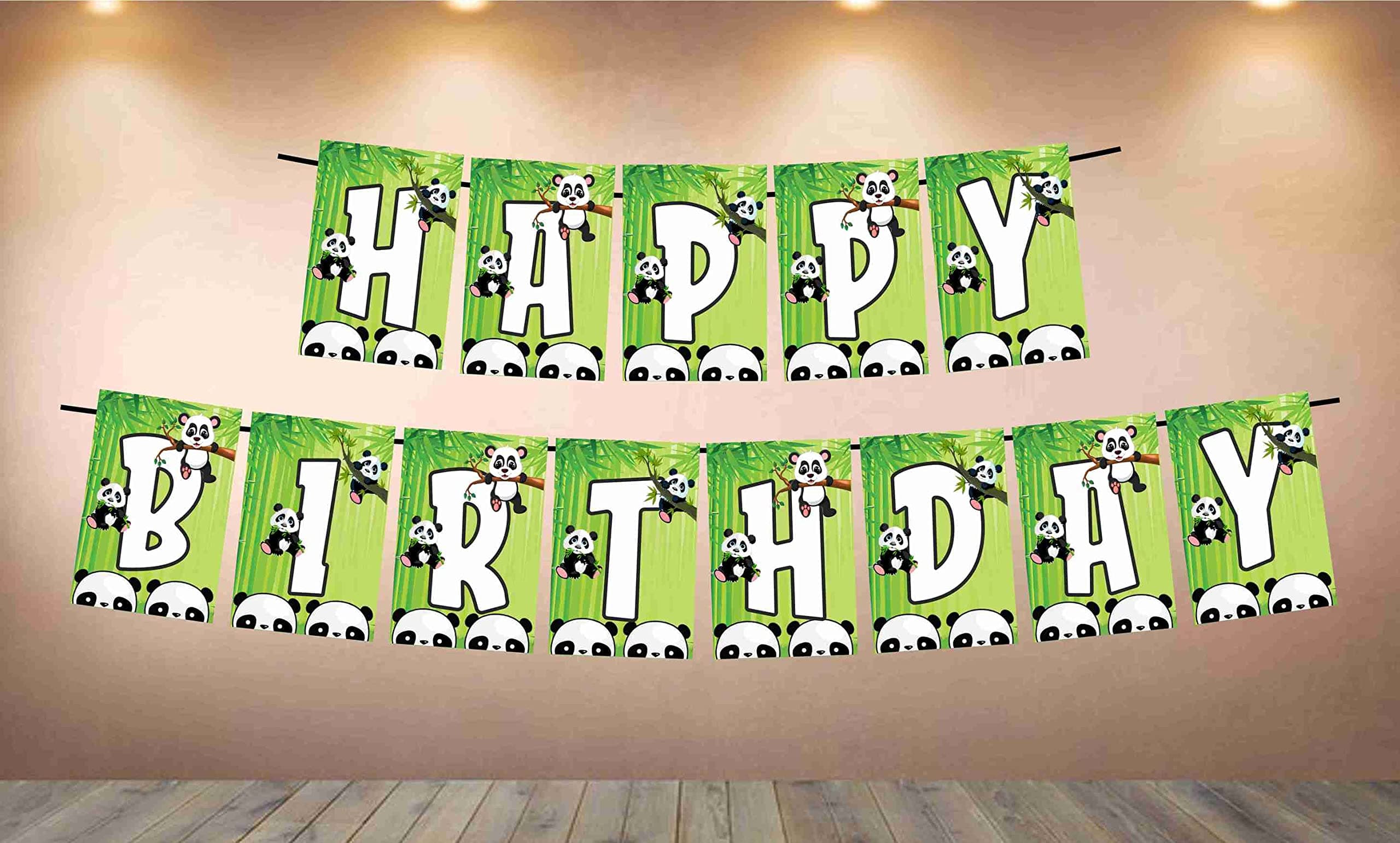 Balloonistics Panda Happy Birthday Celebration Banner Bunting Flags 2.5 M thumbnail 1