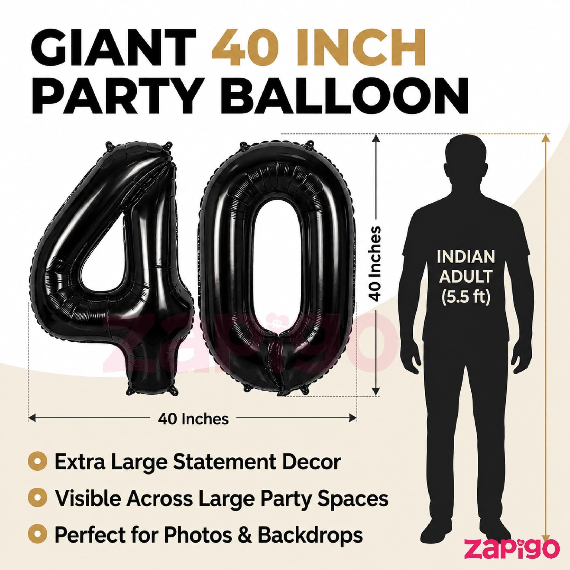 Balloonistics Black 40-Inch Foil Number 8 Balloon with Matching LED Marquee Light - Combo Set for 8th Birthday, Anniversary, Party Decoration, Photo Booth Backdrop thumbnail 9