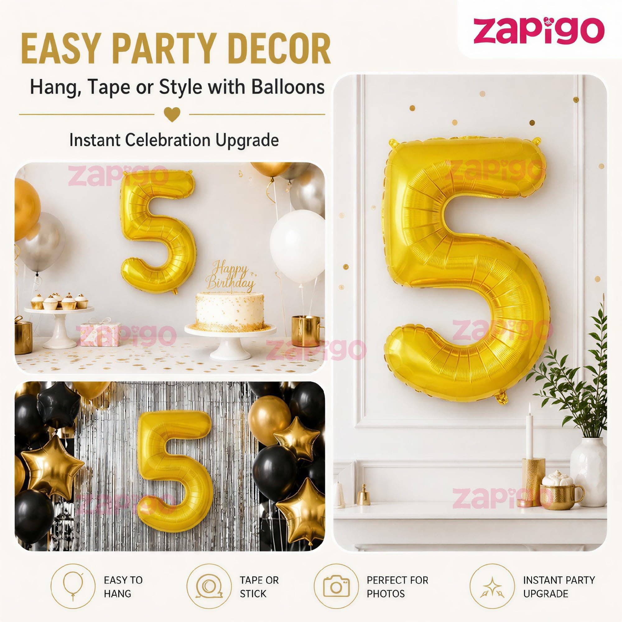 Balloonistics Gold Foil Number 5 Balloon – 16 Inch Golden Foil Number for Custom Age, Year & Phrase Party Decoration (Number 5) thumbnail 8