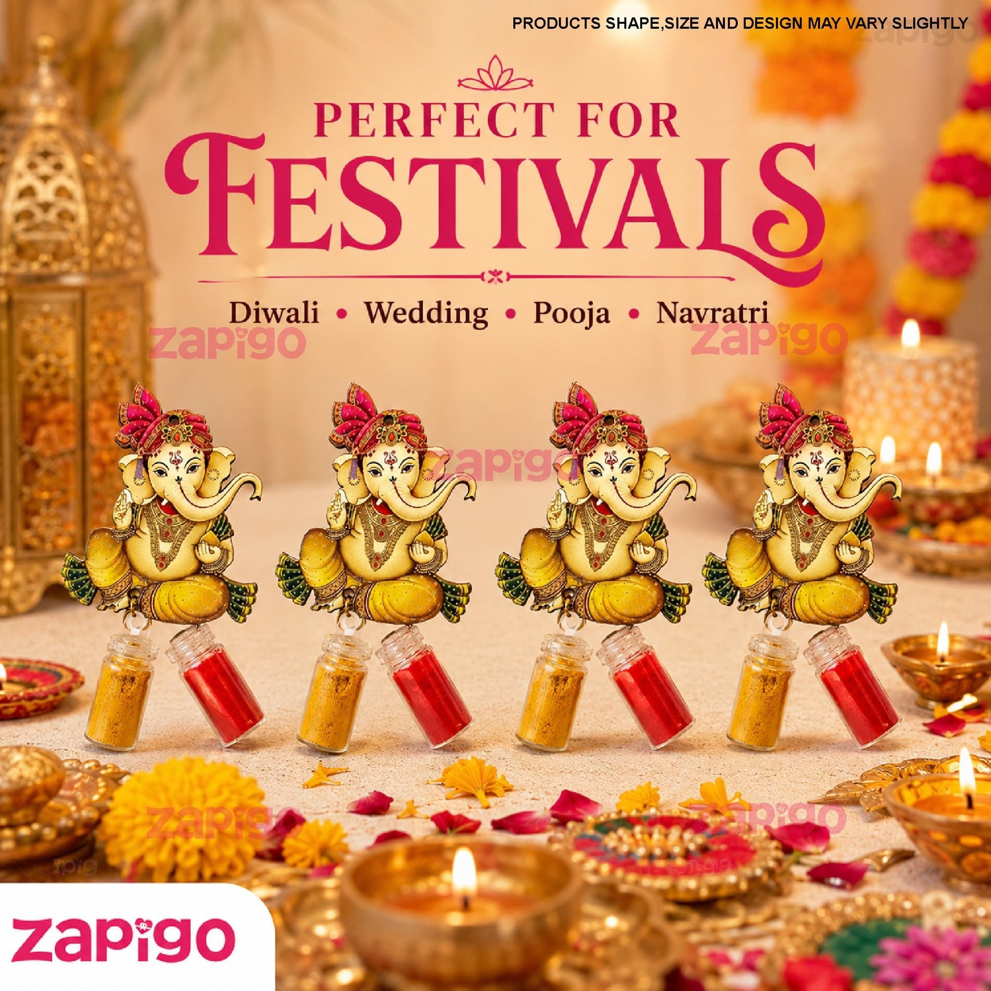 Habba Ganesha Kumkum Set, Traditional Haldi Kumkum Tambulam Return Gift for Women, Ideal for Weddings, Varalakshmi Vratham, Baby Showers, Navratri, Gruhapravesam, Sankranti, Pongal, Pack of 5 thumbnail 4