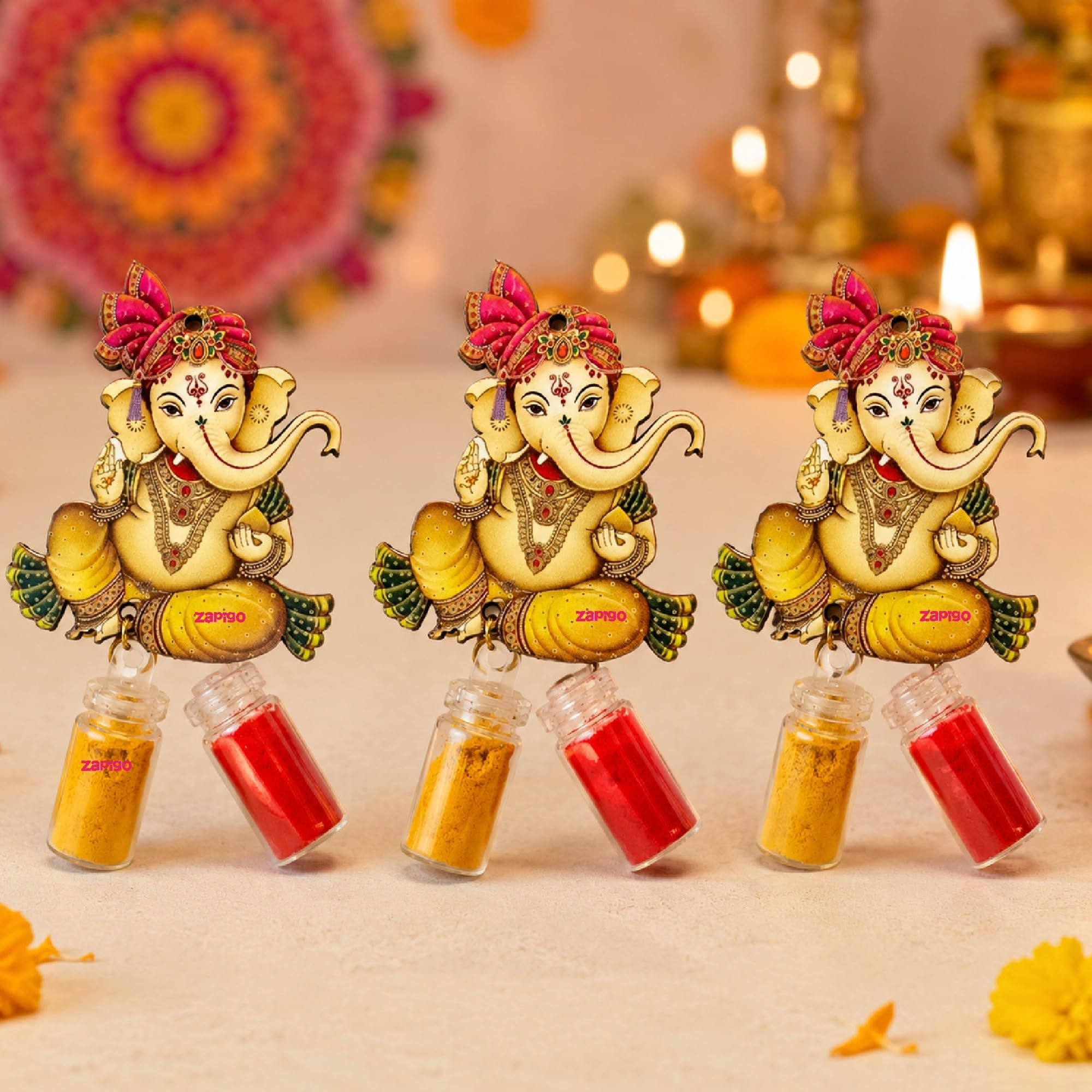 Habba Ganesha Kumkum Set, Traditional Haldi Kumkum Tambulam Hamper for Ganesh Chaturthi, Weddings, Navratri, Deepavali, Baby Showers, Griha Pravesh & Other Festivals, Pack of 10 thumbnail 1
