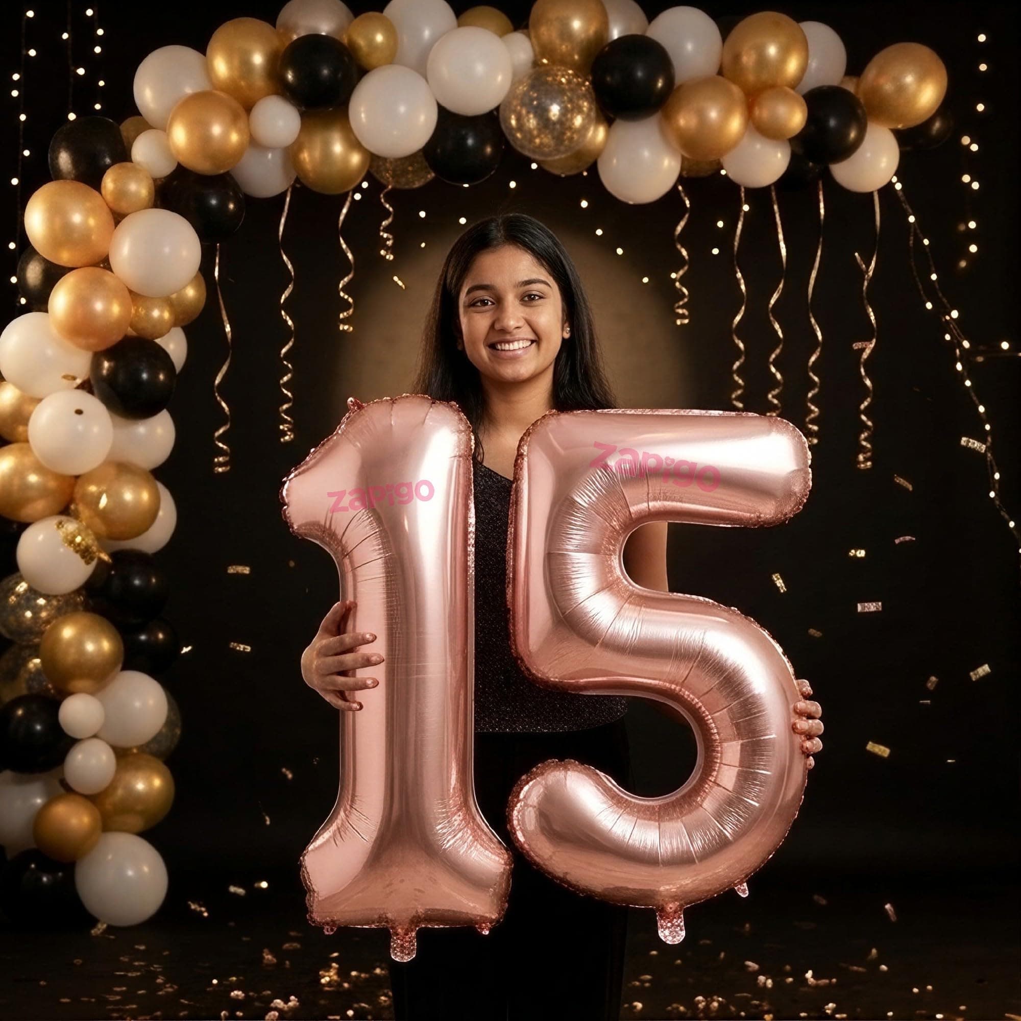 Balloonistics Rose Gold 40-Inch Foil Number 15 Balloon - Helium or Air Fill for 15th Birthday, Anniversary Party Decoration, Photo Booth Backdrop, Cake Table Decor thumbnail 1