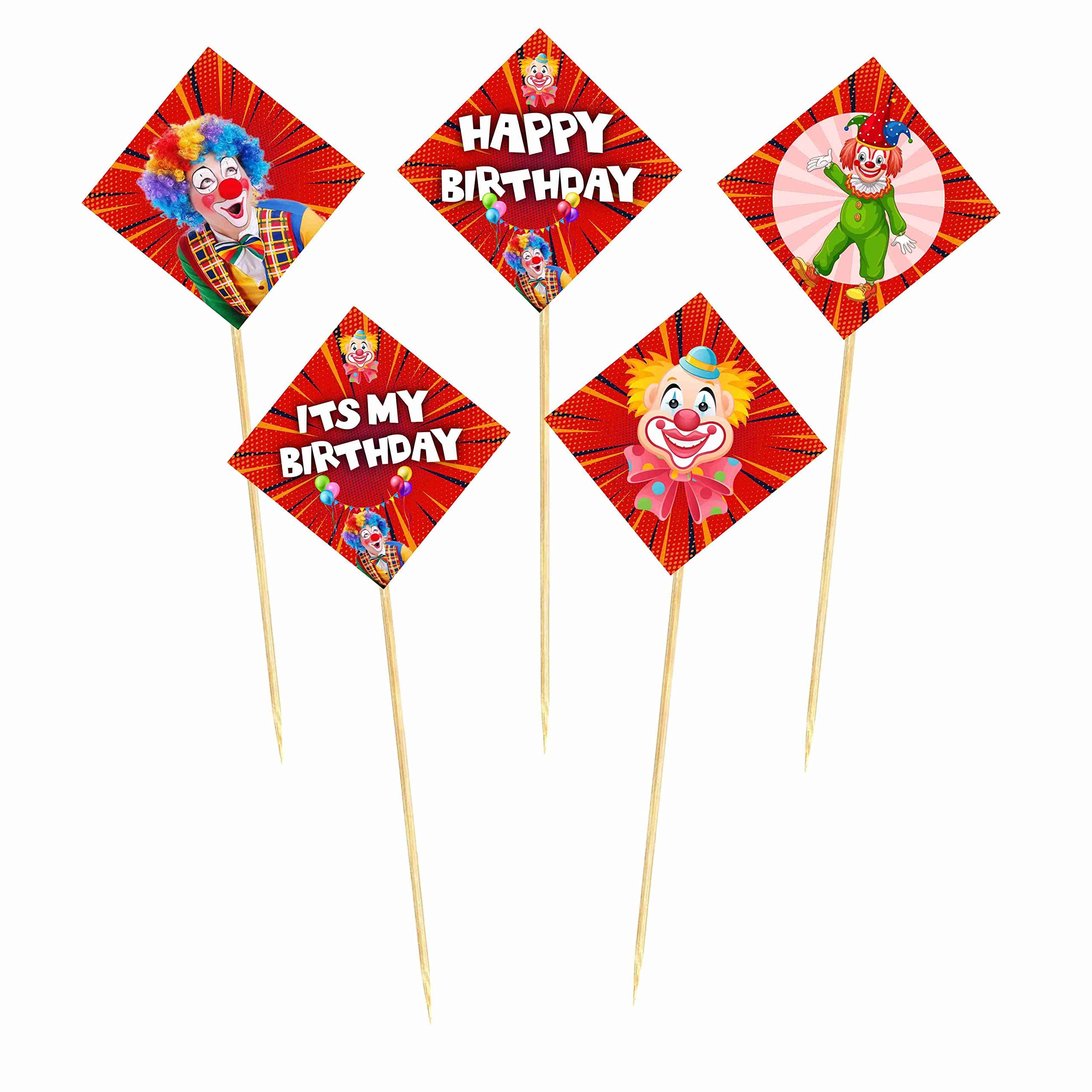 Balloonistics Joker Theme Happy Birthday Cake Toppers - Pack of 10 Master of Chaos Cake Decorations - Premium Cardstock Purple & Green Villain Figures on Bamboo Sticks, Gotham City Superhero Party Supplies (Cake Topper - Pack of 10) thumbnail 2