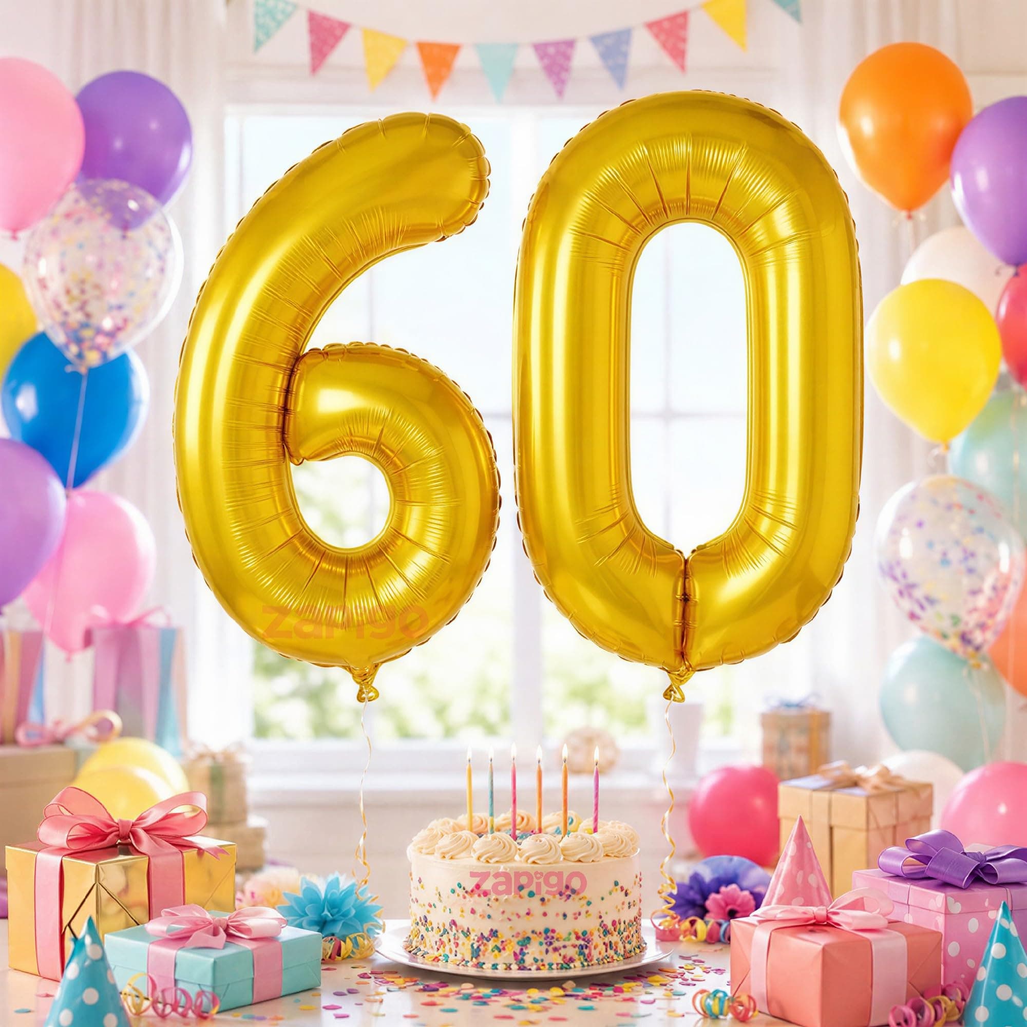 Balloonistics Gold Number 60 Foil Balloon – Large Metallic Gold Number Sixty Balloon for 60th Birthday, Diamond Anniversary & Six-Decade Milestone Party Decorations (Gold, Number 60) thumbnail 1