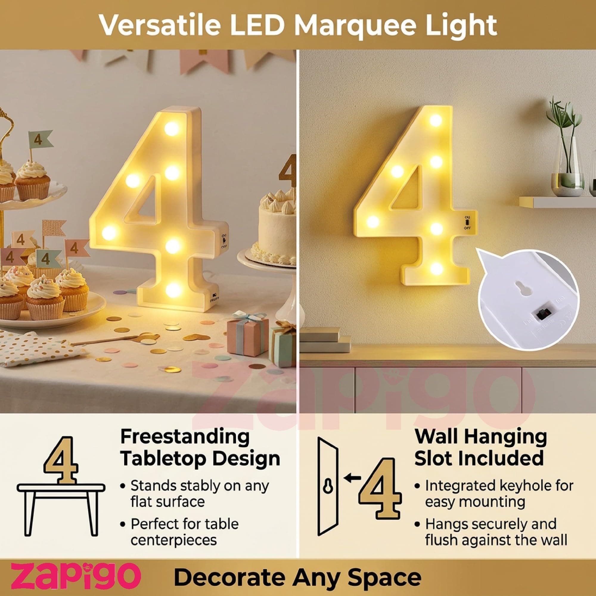 Balloonistics LED Marquee Number 14 Light - Cordless Battery-Operated 8.66-Inch Warm Glow Sign for 14th Birthday, Anniversary, Wedding & Party Decoration thumbnail 9
