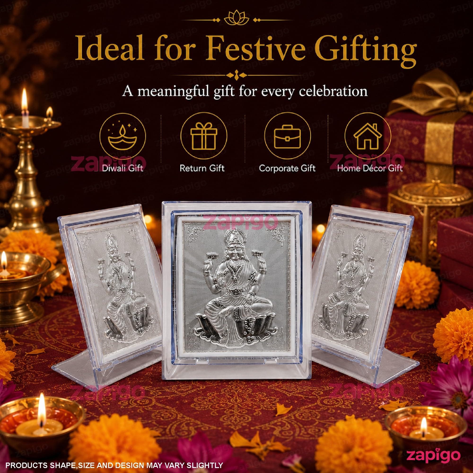 Habba Lakshmi Frame 999 Silver Pooja Return Gift for Women, Traditional Tambulam Gift for Varalakshmi Vratham, Deepavali, Navratri, Weddings, Baby Showers & Festivals, Pack of 5 thumbnail 2