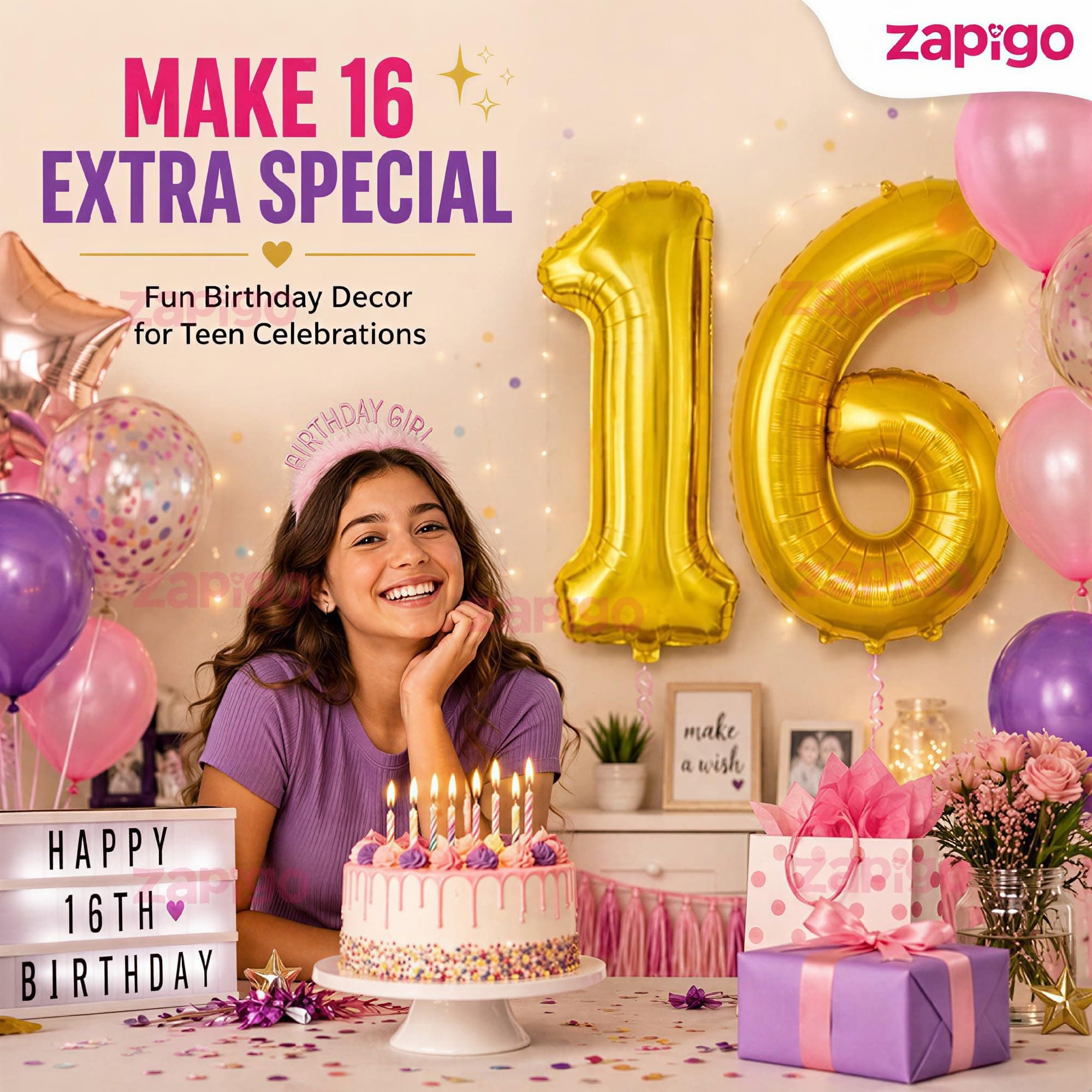 Balloonistics Number 16 Gold Foil Balloon – 17-Inch Metallic '16' Balloon Pack of 2 for Sweet 16 Birthday & Teen Party Decoration thumbnail 5