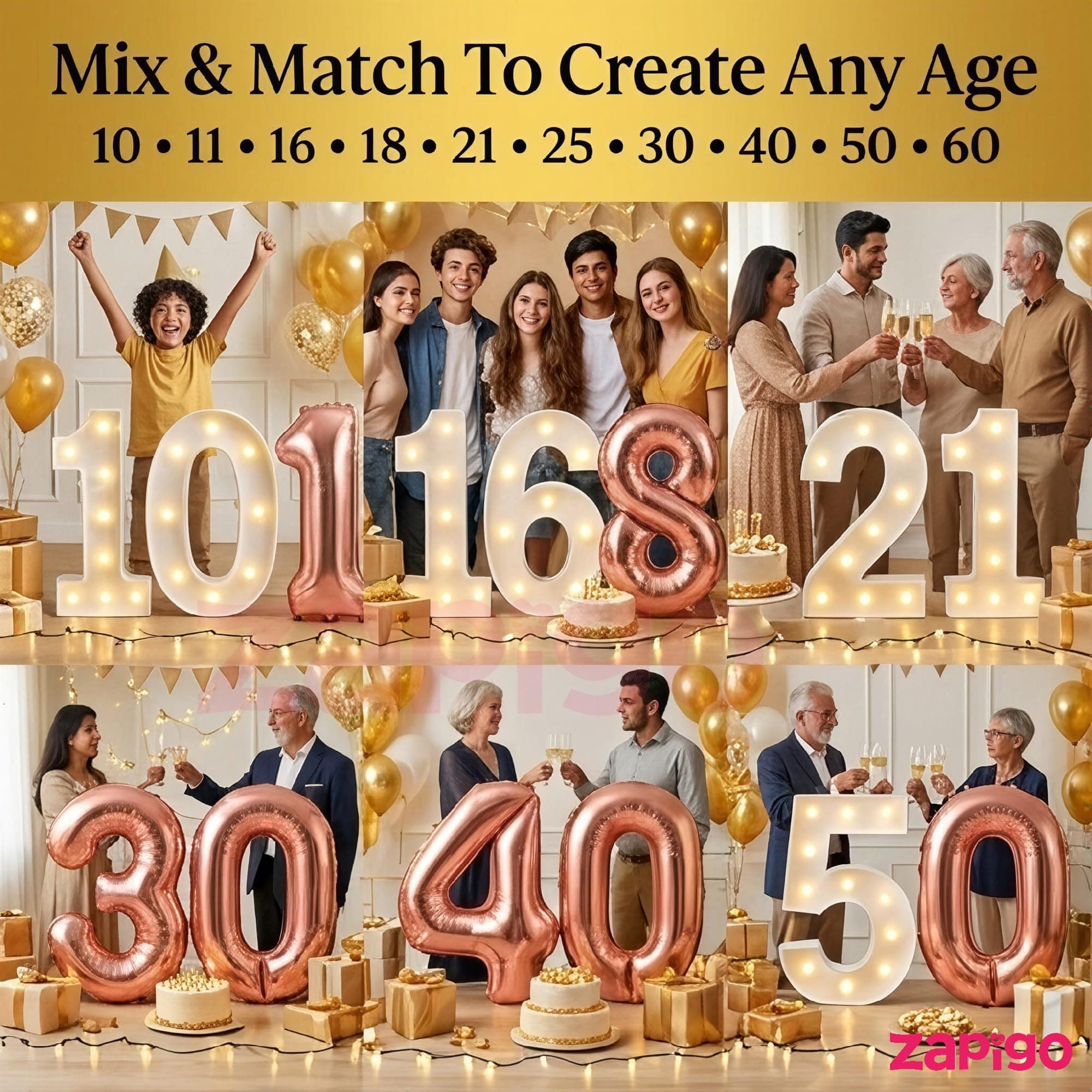 Balloonistics Rose Gold 40-Inch Foil Number 5 Balloon with Matching LED Marquee Light - Combo Set for 5th Birthday, Anniversary, Party Decoration, Photo Booth Backdrop, Cake Table Decor thumbnail 4