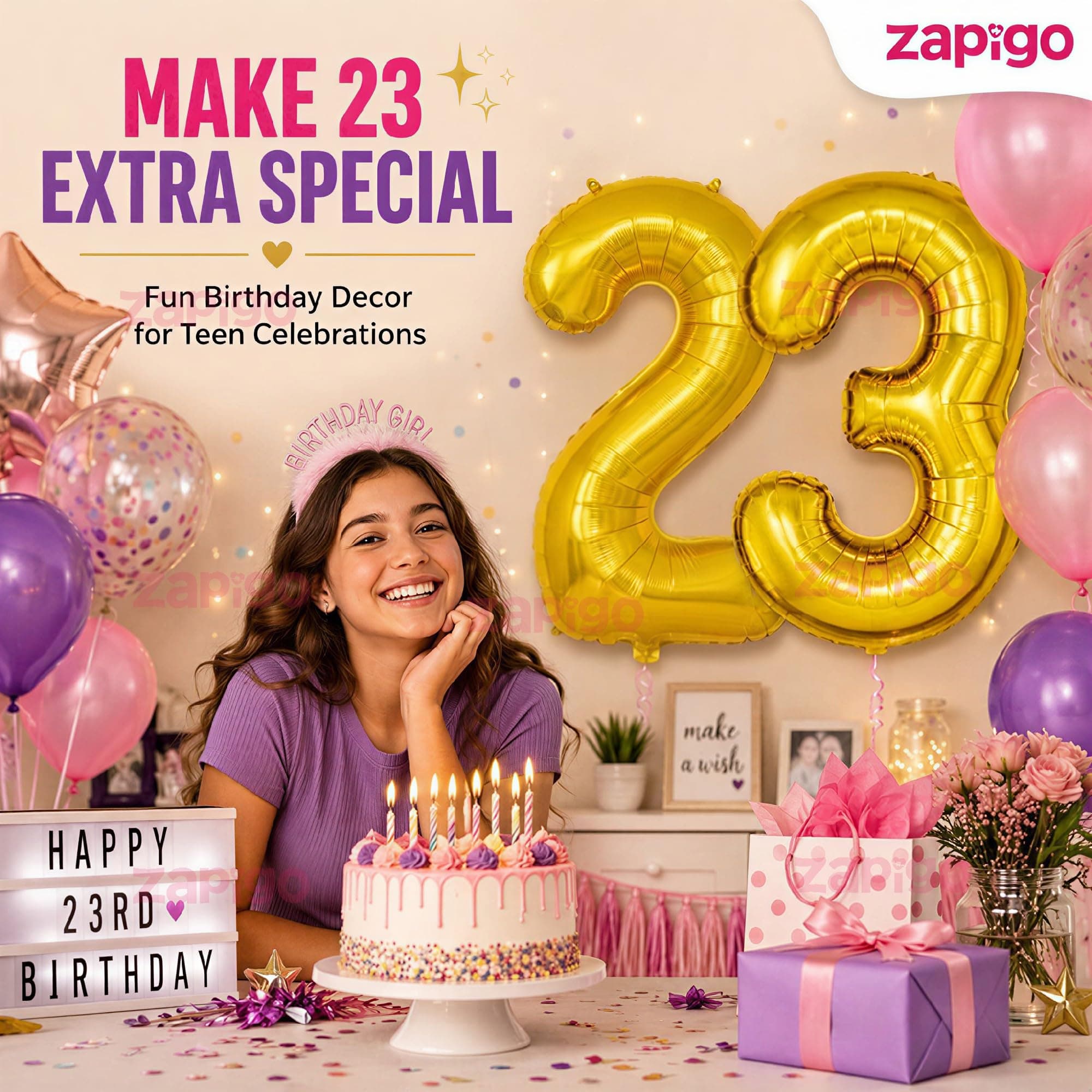 Balloonistics Number 23 Gold Foil Balloon – 17-Inch Metallic '23' Balloon Pack of 2 for 23rd Birthday & Young Adult Party Decoration thumbnail 5