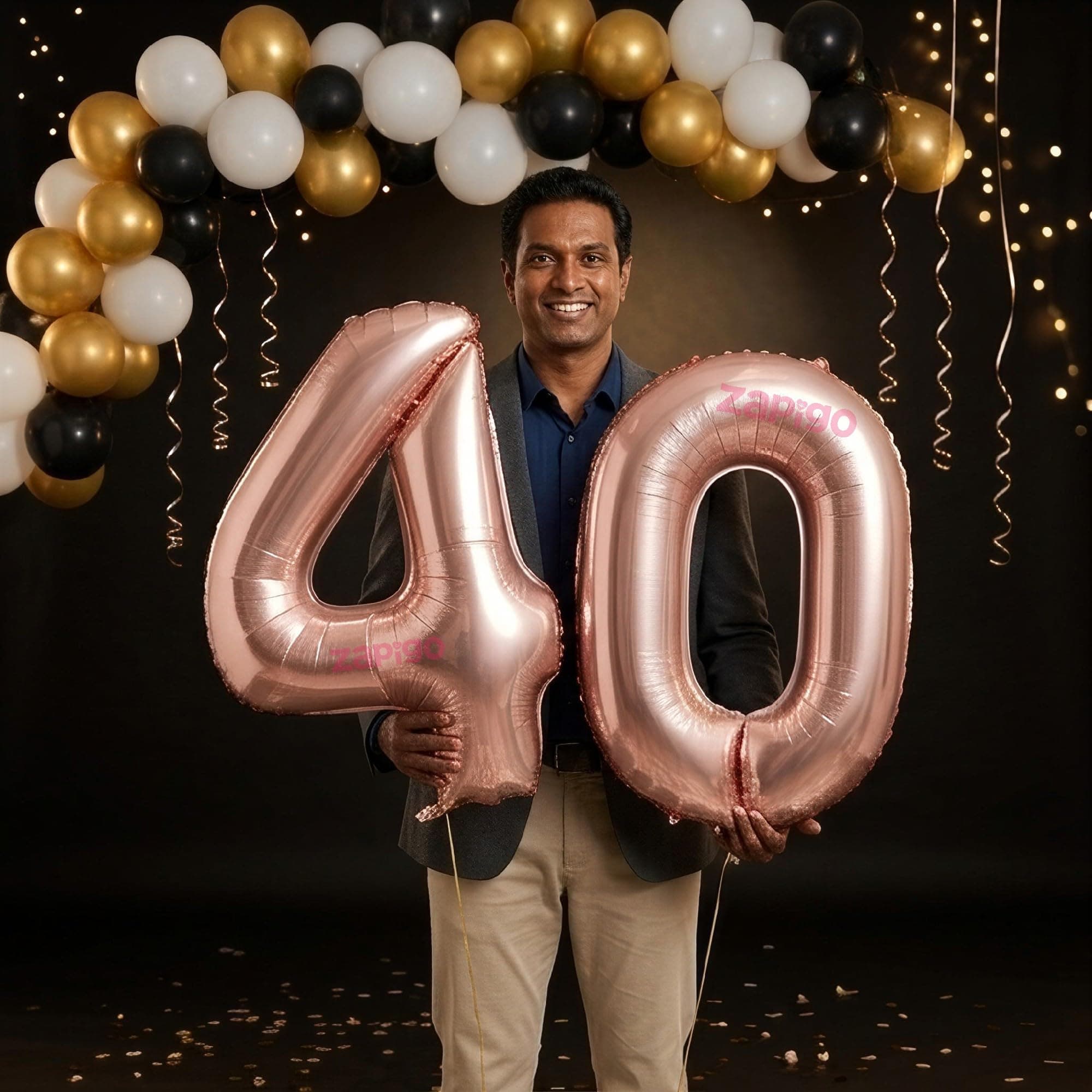 Balloonistics Rose Gold 40-Inch Foil Number 40 Balloon - Helium or Air Fill for 40th Birthday, Anniversary Party Decoration, Photo Booth Backdrop, Cake Table Decor thumbnail 1