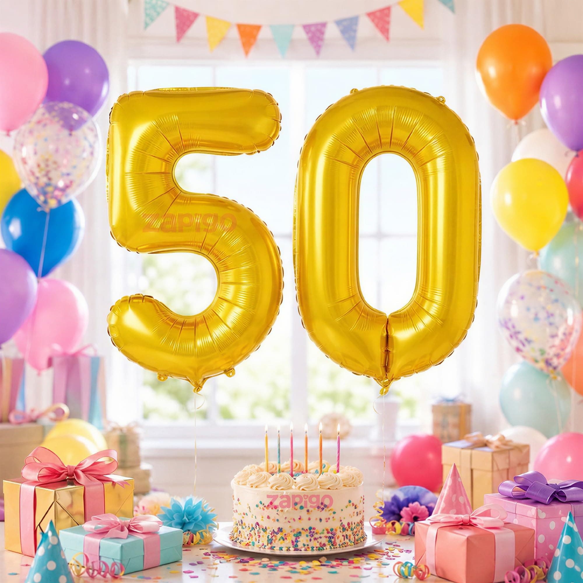 Balloonistics Gold 50 inch foil Number (Gold Number 16 Inches, Number 50) thumbnail 1