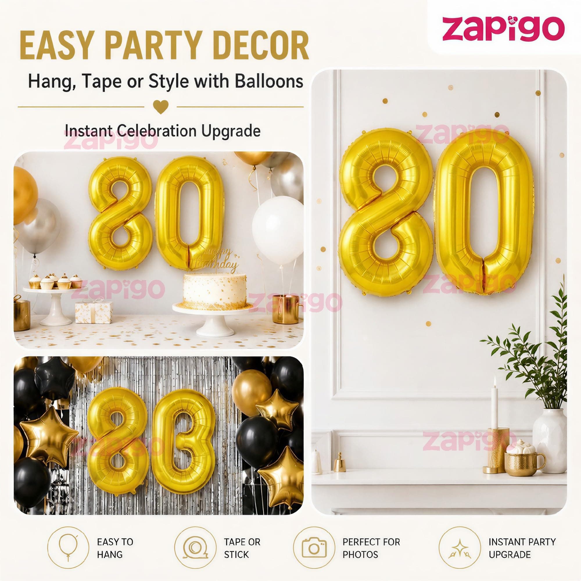 Balloonistics Gold Foil Number 80 Balloon – 16 Inch Golden Foil Number for Custom Age, Year & Phrase Party Decoration (Number 80) thumbnail 7