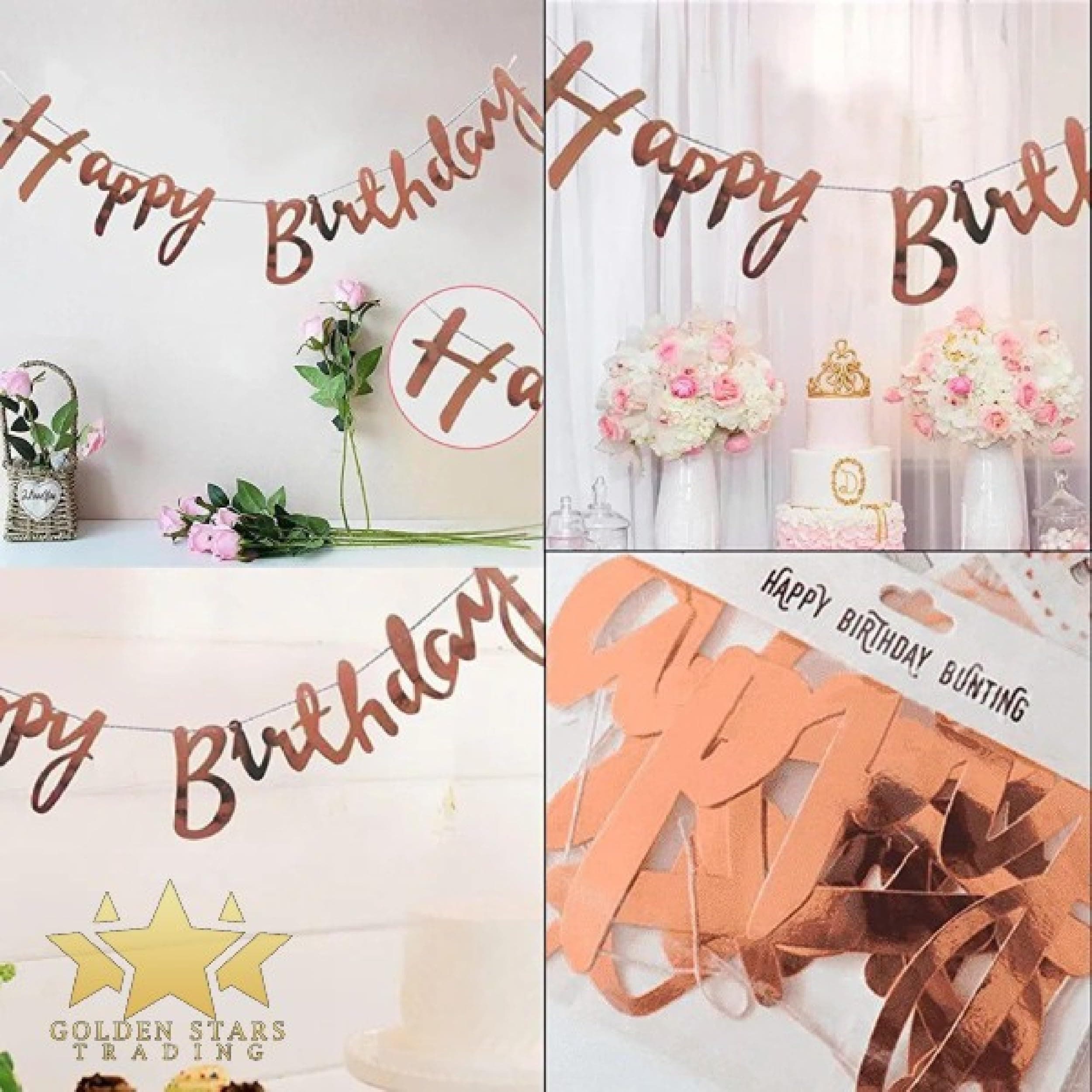 Balloonistics 42 Pcs Rose Gold Birthday Decoration Kit for Girls & Women – Includes Happy Birthday Banner, Moon & Star Foil Balloons, Pennant Banner & 35 Latex Balloons thumbnail 5