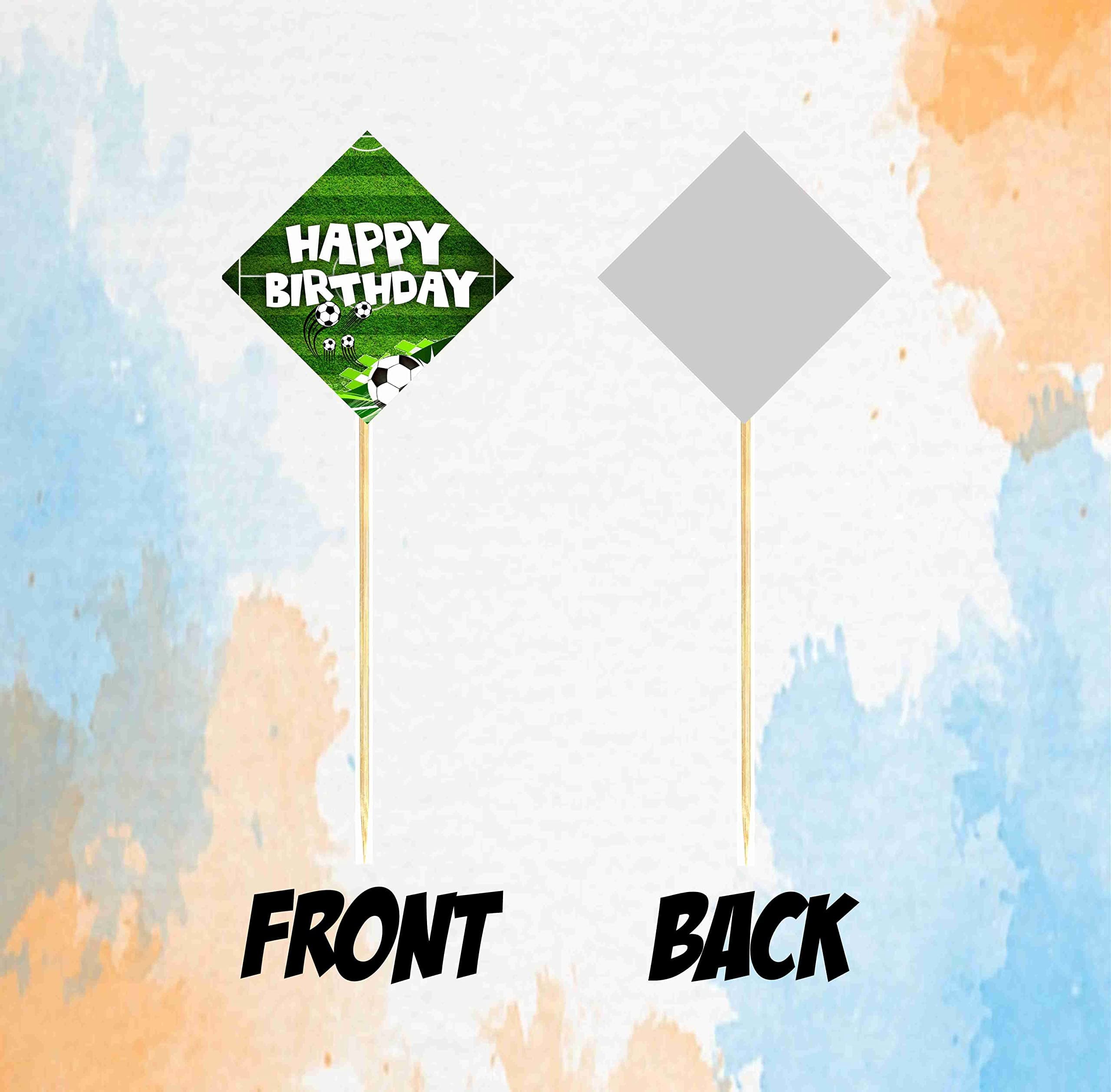 Balloonistics Football Theme Happy Birthday Cake Toppers - Soccer Stadium Birthday Cake Decorations - Premium Cardstock Dessert Picks with Bamboo Sticks for Boys, Kids Cake Topper - Pack of 10) thumbnail 4