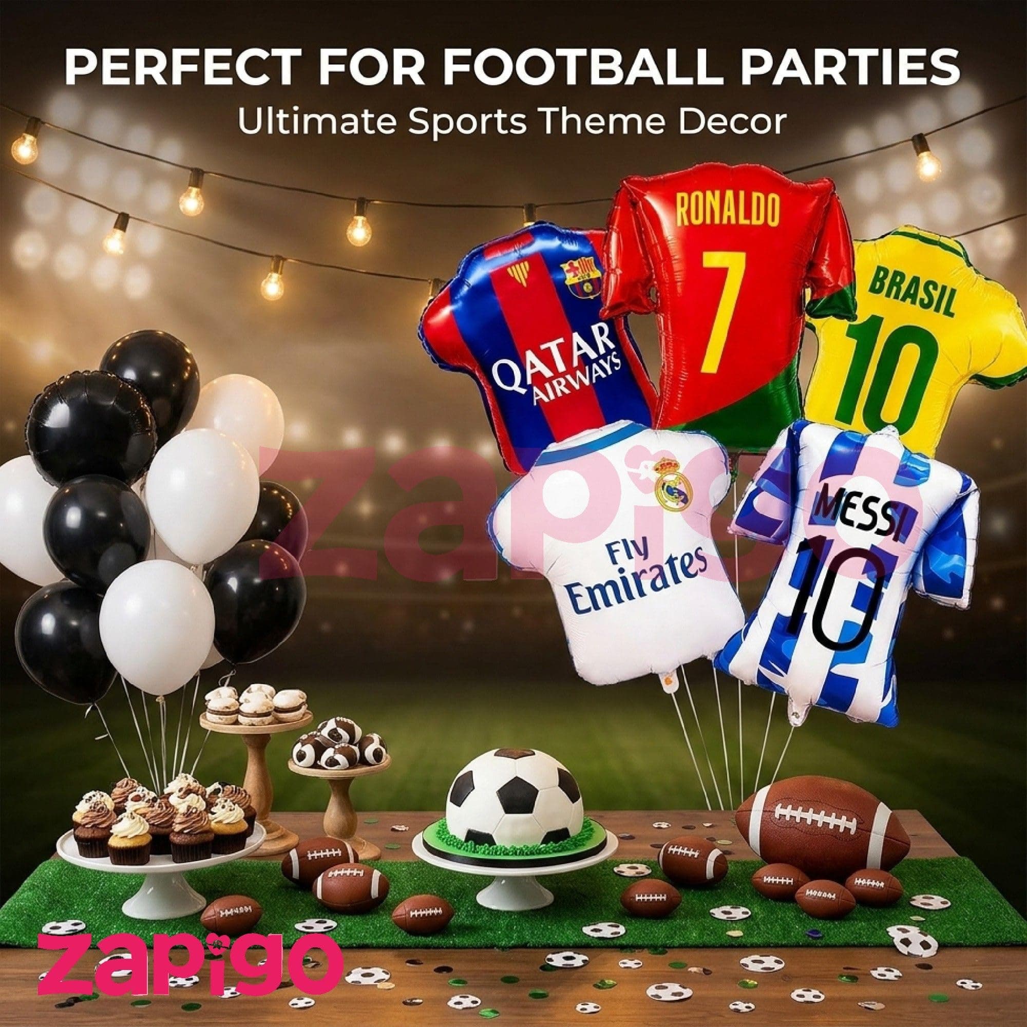 Balloonistics Football Soccor Jersy Theme Happy Birthday Balloon Bouquet Pack Of 5 thumbnail 3