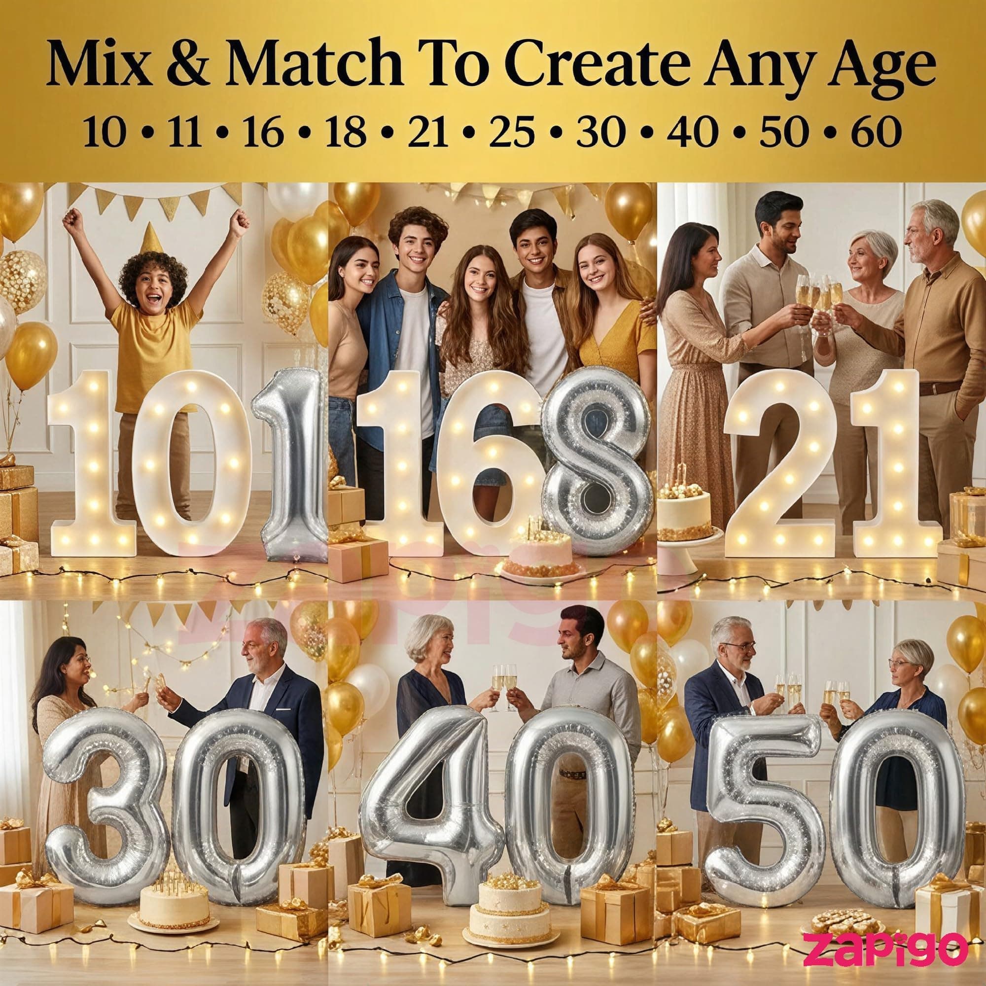 Balloonistics Silver 40-Inch Foil Number 14 Balloon with Matching LED Marquee Light - Combo Set for 14th Birthday, Anniversary, Party Decoration, Photo Booth Backdrop thumbnail 4