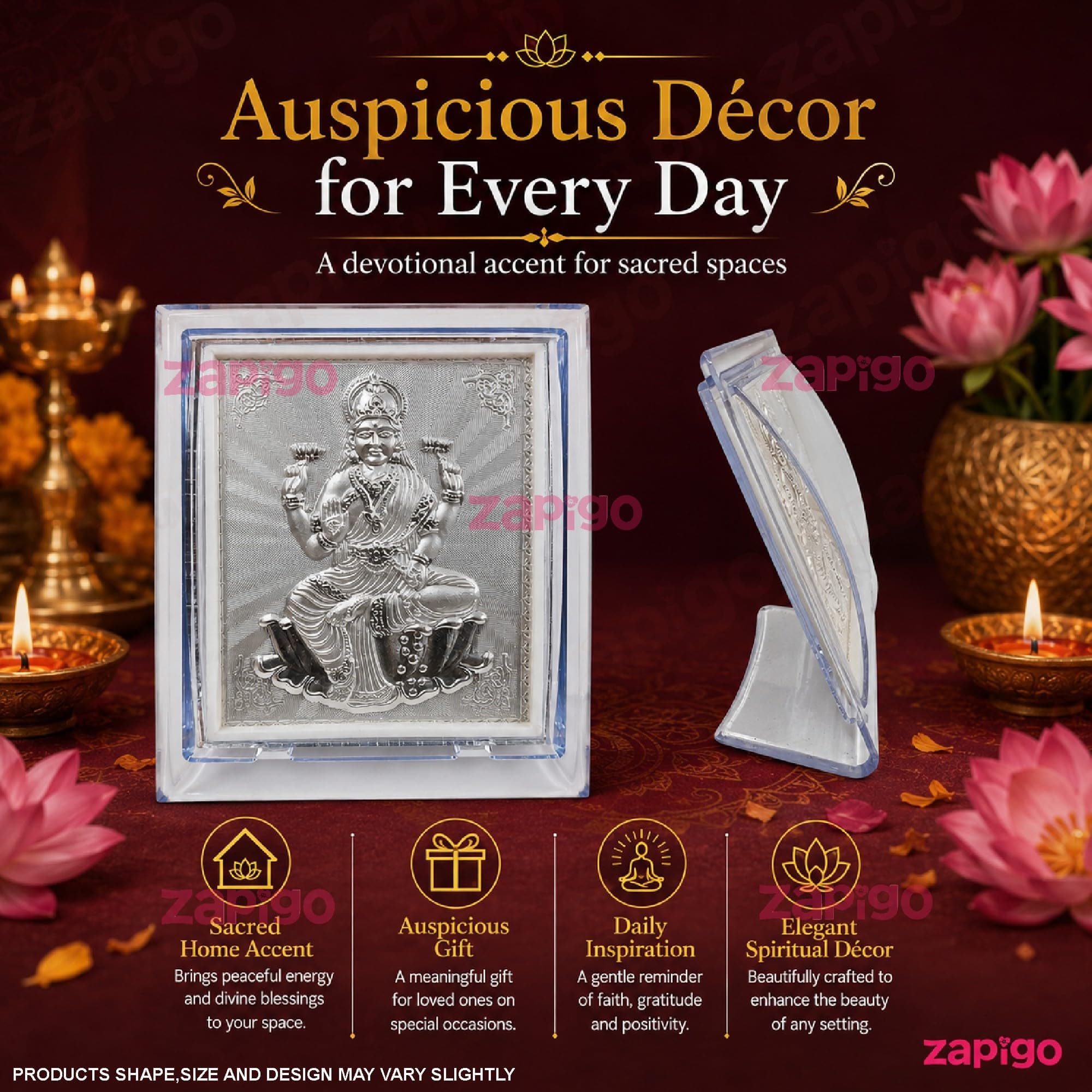 Habba Lakshmi Frame 999 Silver Pooja Return Gift for Women, Traditional Tambulam Gift for Varalakshmi Vratham, Deepavali, Navratri, Weddings, Baby Showers & Festivals, Pack of 5 thumbnail 6