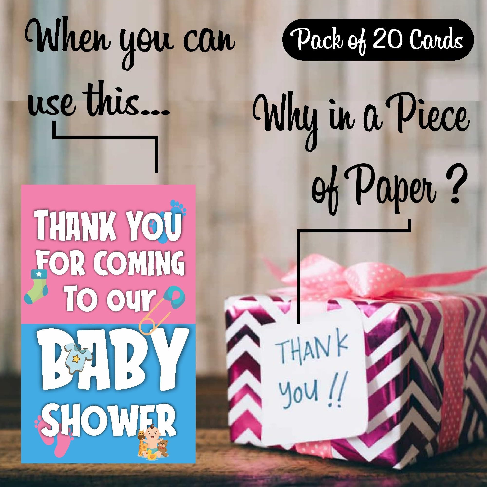 Balloonistics Baby Shower Thank You Cards - Pack of 20 Premium Matte Note Cards with Elegant Pastel Accents - ,Floral, or Nursery Theme Stationery. (Thank you Cards - Pack of 20) thumbnail 2
