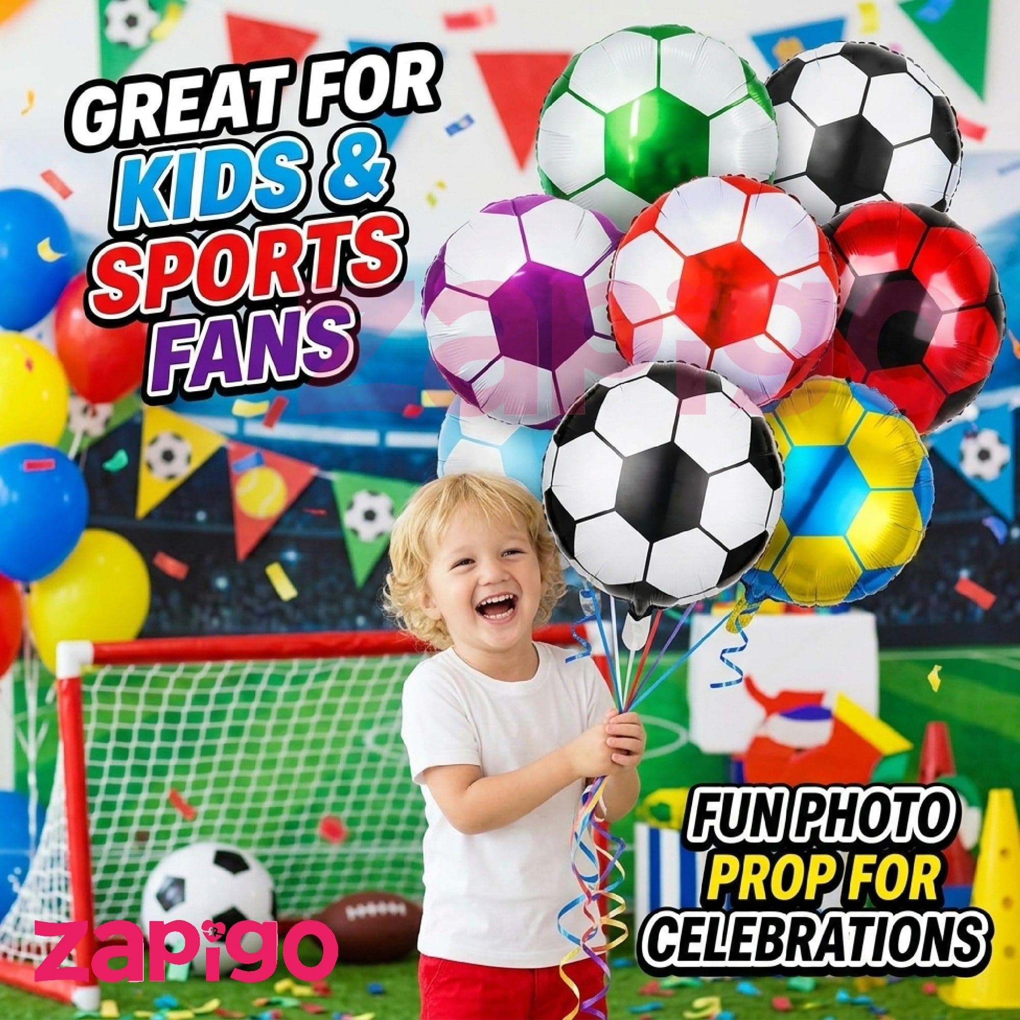 Balloonistics Football Theme Happy Birthday Balloon Bouquet Pack Of 7 thumbnail 4