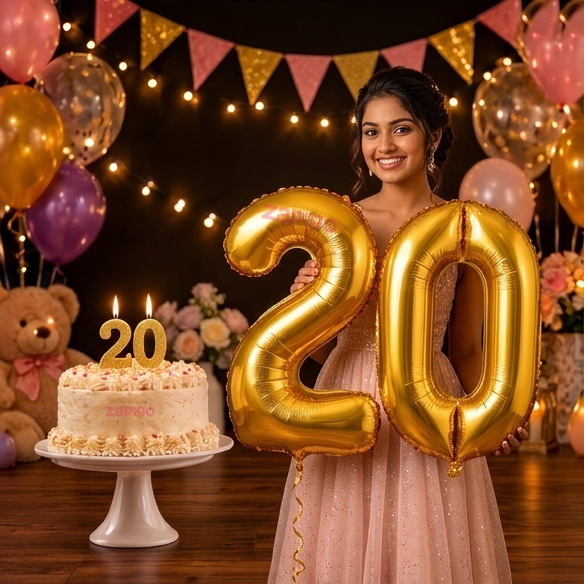 Balloonistics Gold 40-Inch Foil Number 20 Balloon with Matching Number Candle - Combo Set for 20th Birthday, Anniversary, Party Decoration, Photo Booth Backdrop, Cake Table Decor thumbnail 1