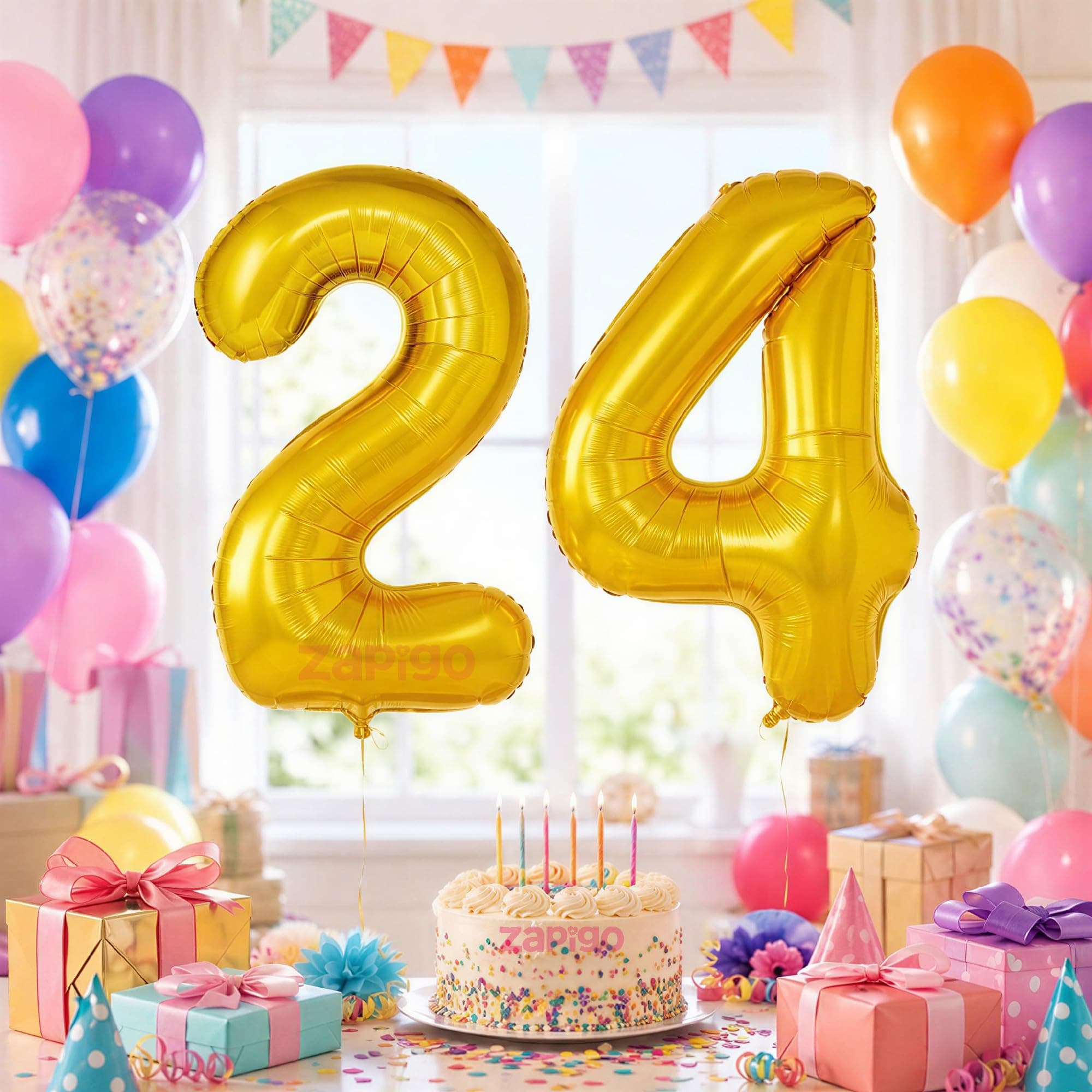 Balloonistics Number 24 Gold Foil Balloon – 17-Inch Metallic '24' Balloon Pack of 2 for 24th Birthday & Young Adult Party Decoration thumbnail 1