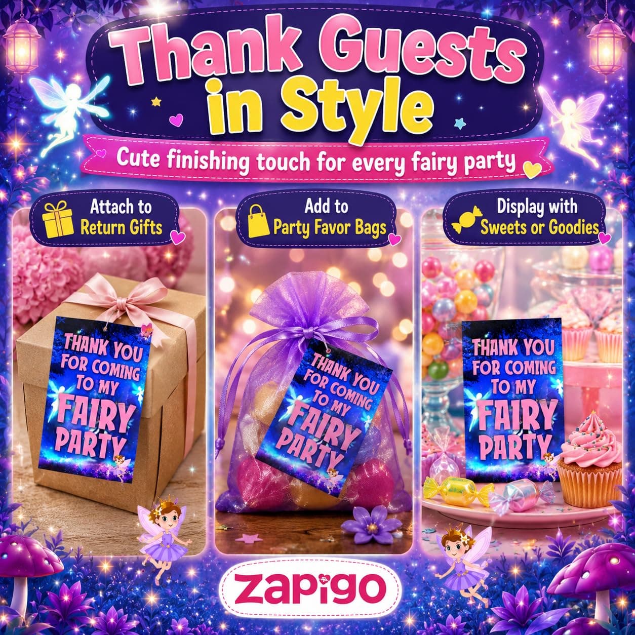 Balloonistics Fairy Theme Thank You Cards - Pack of 20 Enchanted Forest Party Note Cards - Premium Cardstock "Thank You for Making My Birthday Magical" Stationery, Whimsical Floral & Pixie Dust Gratitude Cards (Thank you Cards - Pack of 20) thumbnail 8