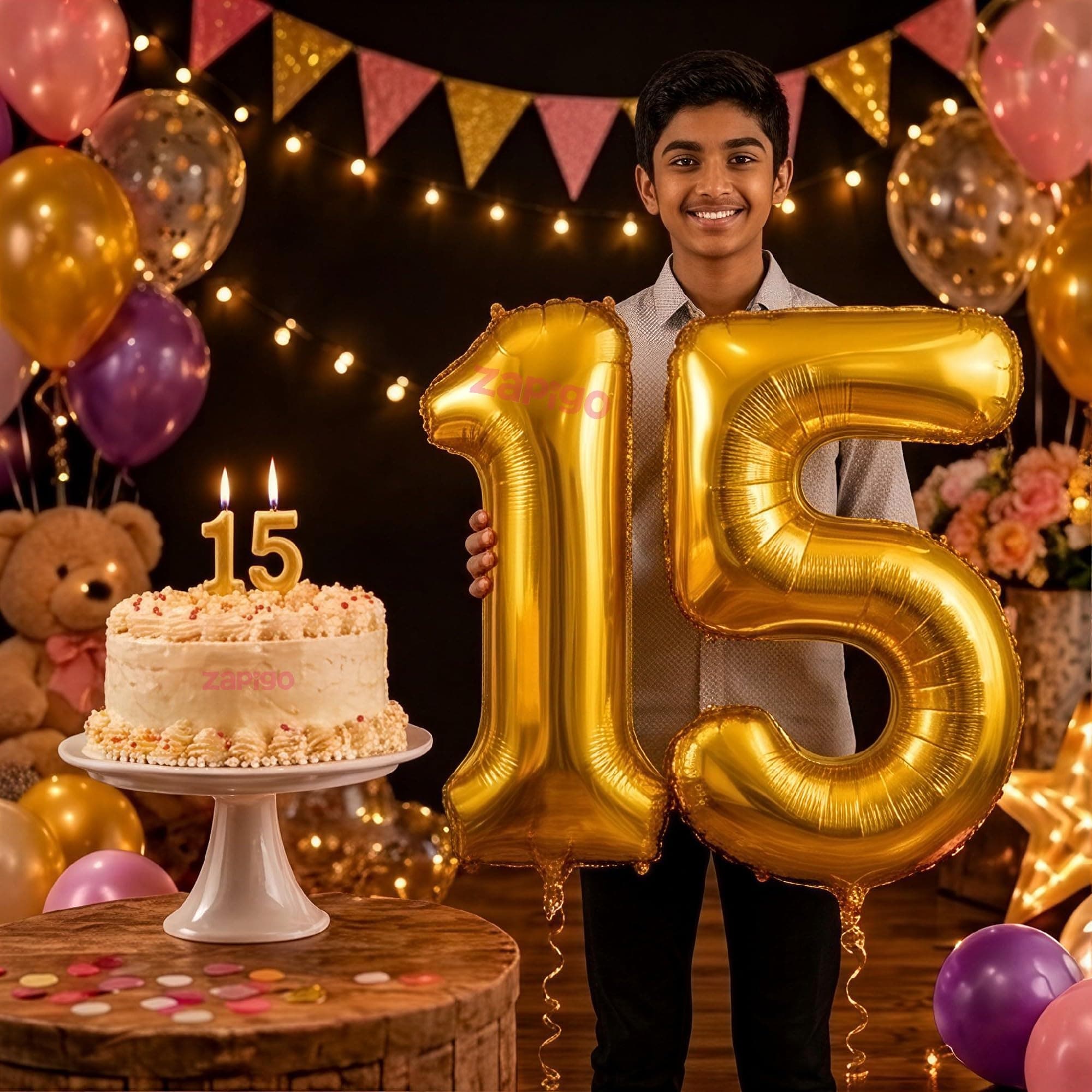 Balloonistics Gold 40-Inch Foil Number 15 Balloon with Matching Number Candle - Combo Set for 15th Birthday, Anniversary, Party Decoration, Photo Booth Backdrop thumbnail 1